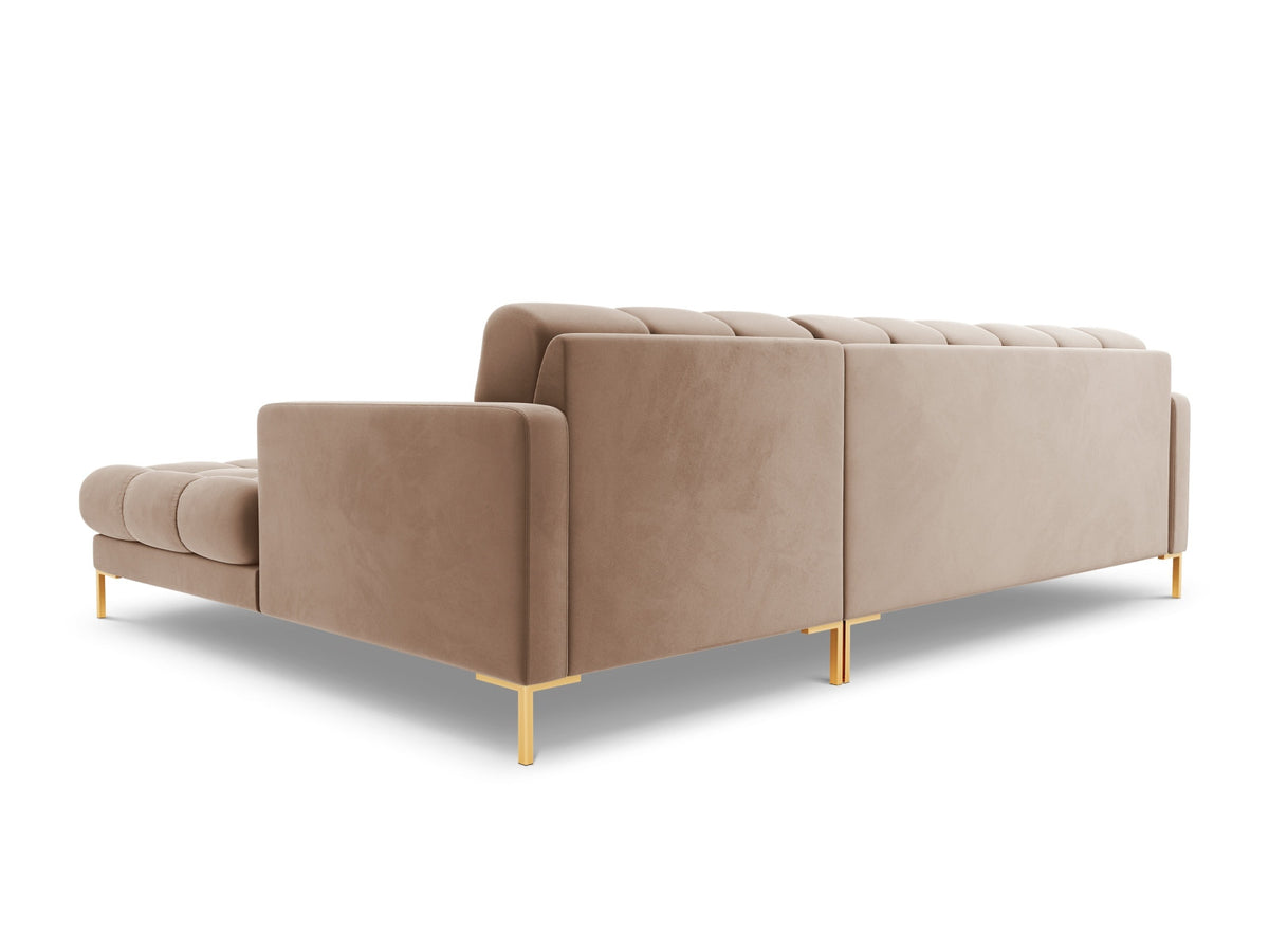 Ecksofa rechts Bali von Cosmopolitan Design mit Récamière, Stoffbezug und Metallbeinen