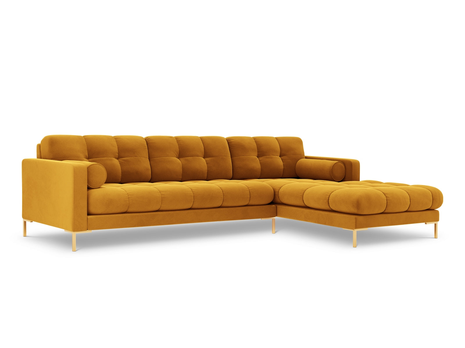 5-Sitzer Ecksofa rechts Bali in Yellow-Bluvel präsentiert im Onlineshop von KAQTU Design AG. Ecksofa rechts ist von Cosmopolitan Design