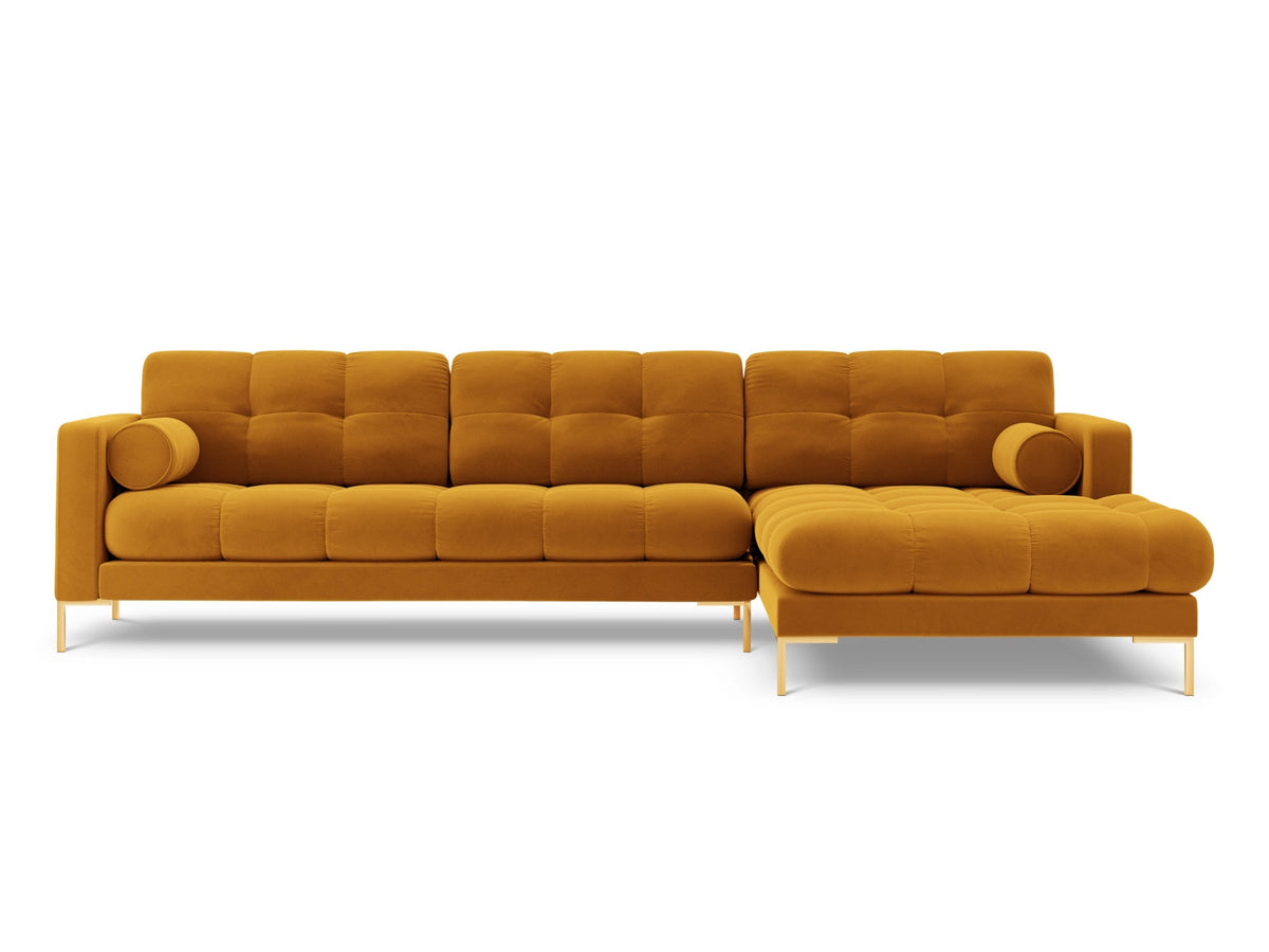Ecksofa rechts Bali von Cosmopolitan Design mit Récamière, Stoffbezug und Metallbeinen