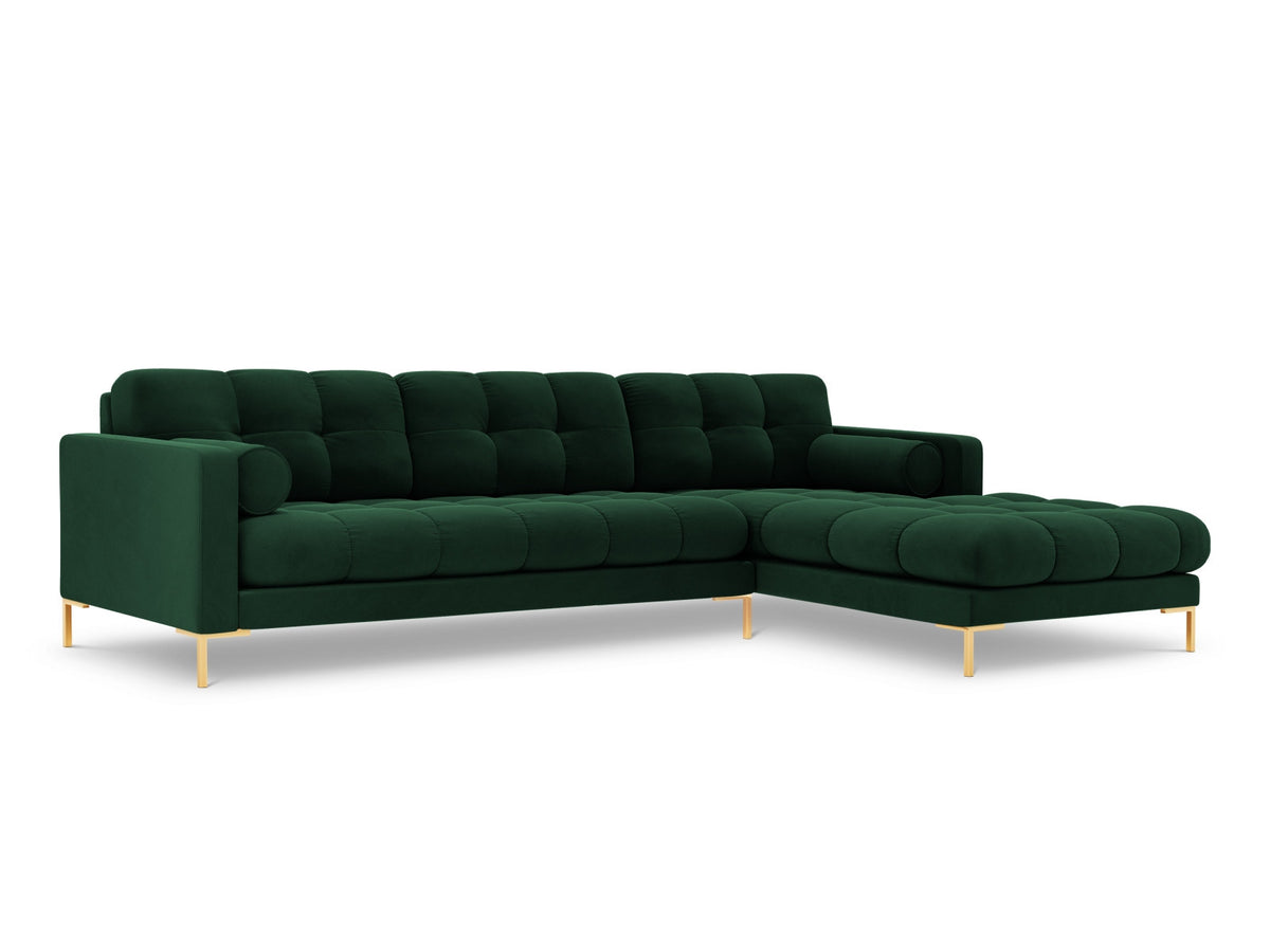 Ecksofa rechts Bali von Cosmopolitan Design mit Récamière, Stoffbezug und Metallbeinen