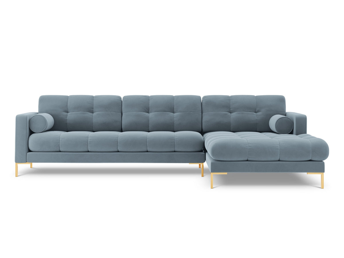 Ecksofa rechts Bali von Cosmopolitan Design mit Récamière, Stoffbezug und Metallbeinen