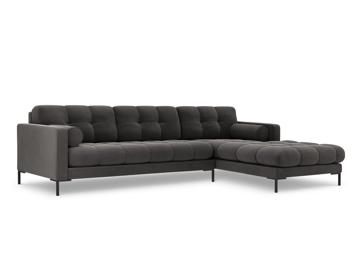 Ecksofa rechts Bali von Cosmopolitan Design mit Récamière, Stoffbezug und Metallbeinen