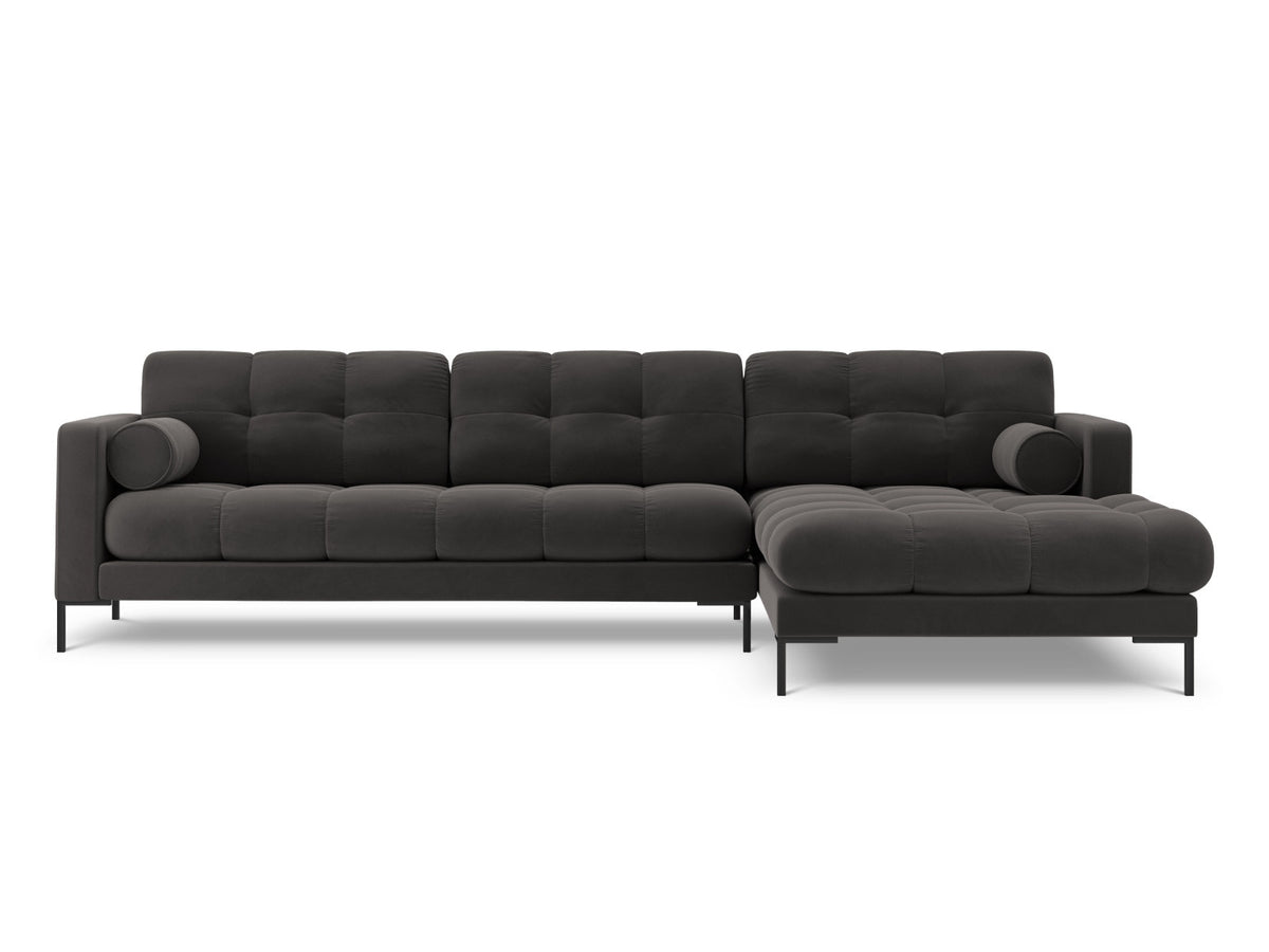 Ecksofa rechts Bali von Cosmopolitan Design mit Récamière, Stoffbezug und Metallbeinen