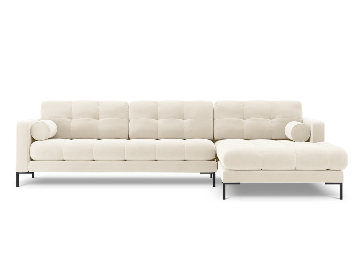 Ecksofa rechts Bali von Cosmopolitan Design mit Récamière, Stoffbezug und Metallbeinen