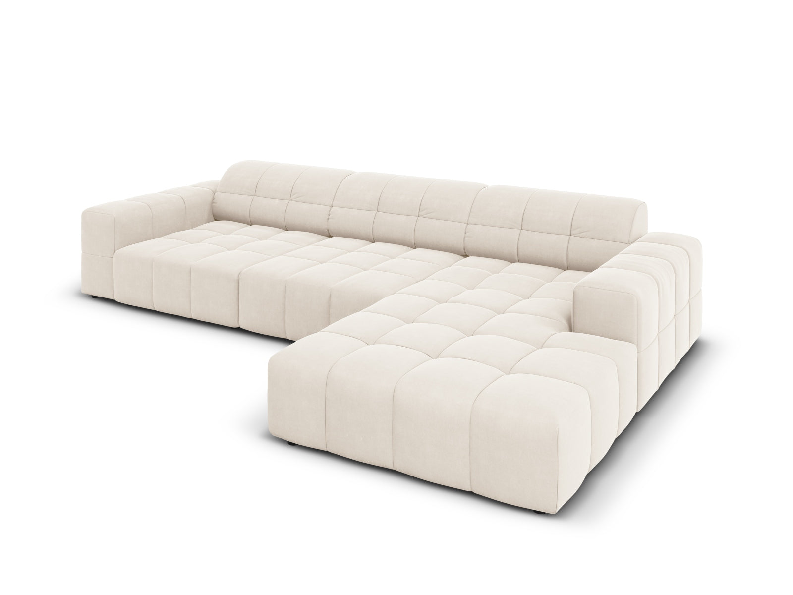 Entdecken Sie das elegante Chicago Velour Ecksofa rechts für 4 Personen von Cosmopolitan Design – ideal für gemütliche Abende und modernes Wohndesign.