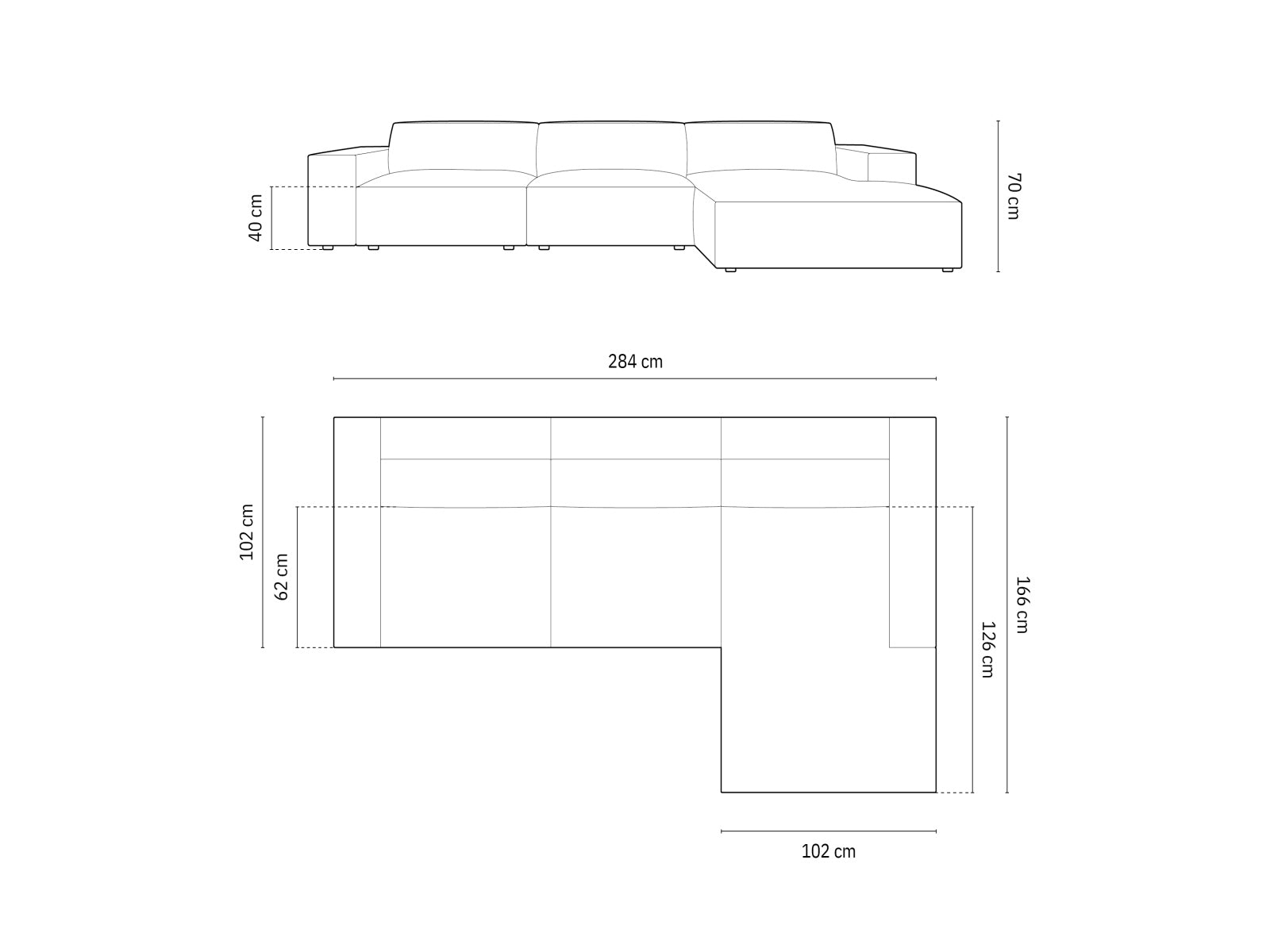 Entdecken Sie das stilvolle Chicago Velour Ecksofa rechts für 4 Personen von Cosmopolitan Design – der perfekte Mix aus Eleganz und Komfort für Ihr Zuhause.