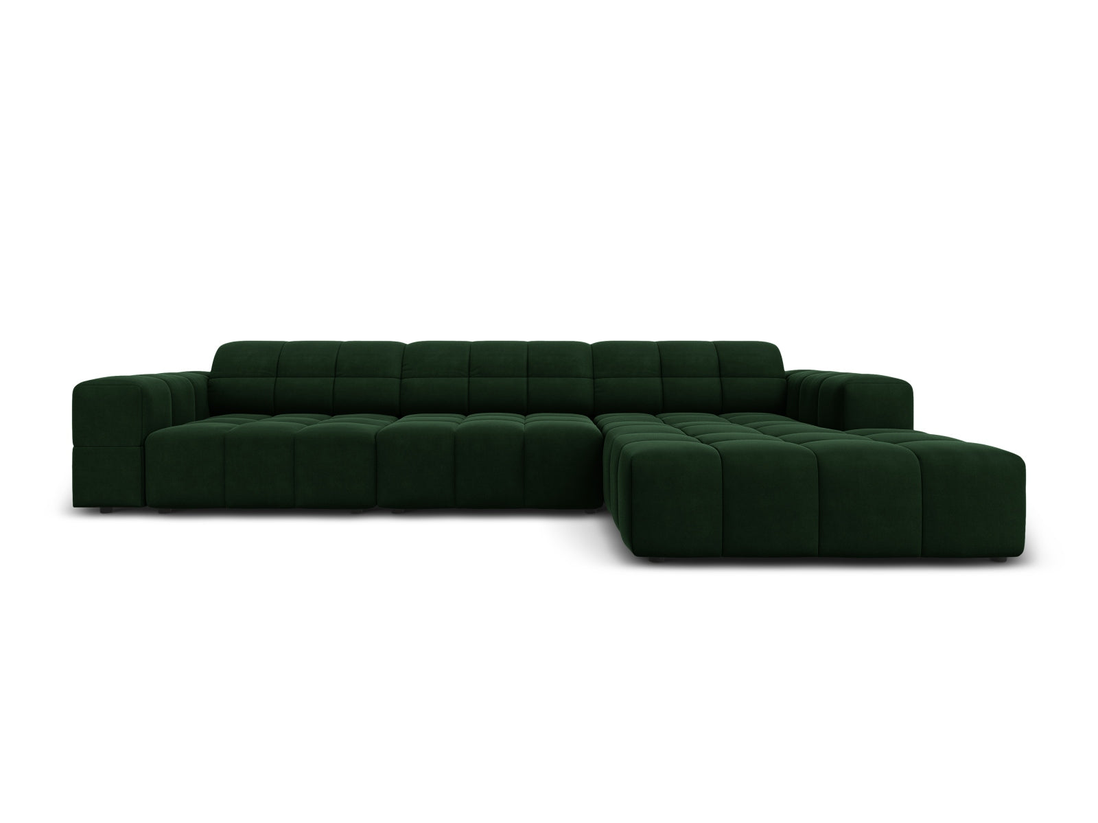 Chicago Velour Ecksofa rechts 4 Sitzer 166cm in Bottle Green-Bluvel präsentiert im Onlineshop von KAQTU Design AG. L-Sofa rechts ist von Cosmopolitan Design