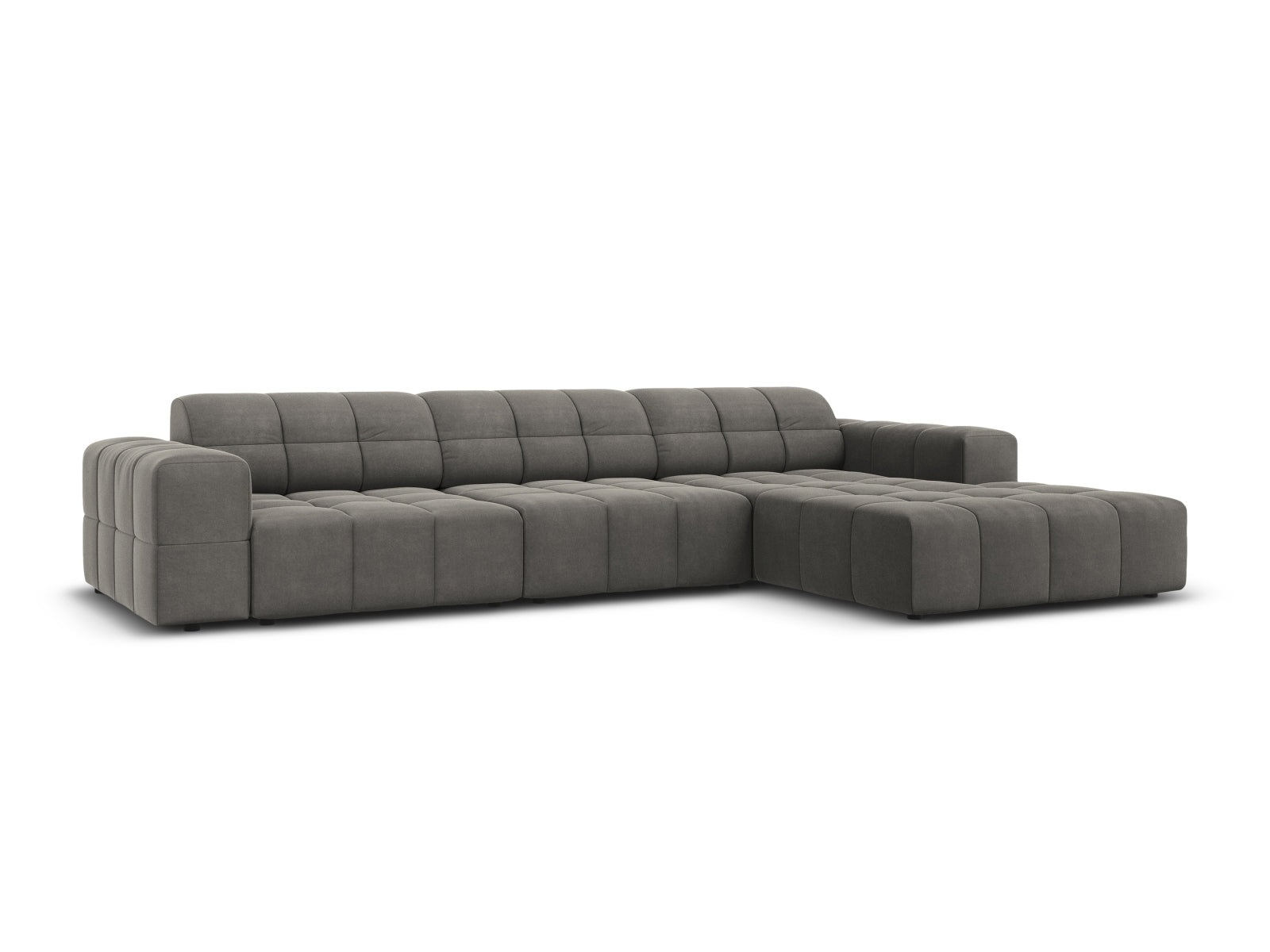 Erleben Sie das stilvolle Chicago Velour Ecksofa rechts für 4 Personen von Cosmopolitan Design – ideal für Ihr modernes Wohnzimmer und ultimativen Komfort.