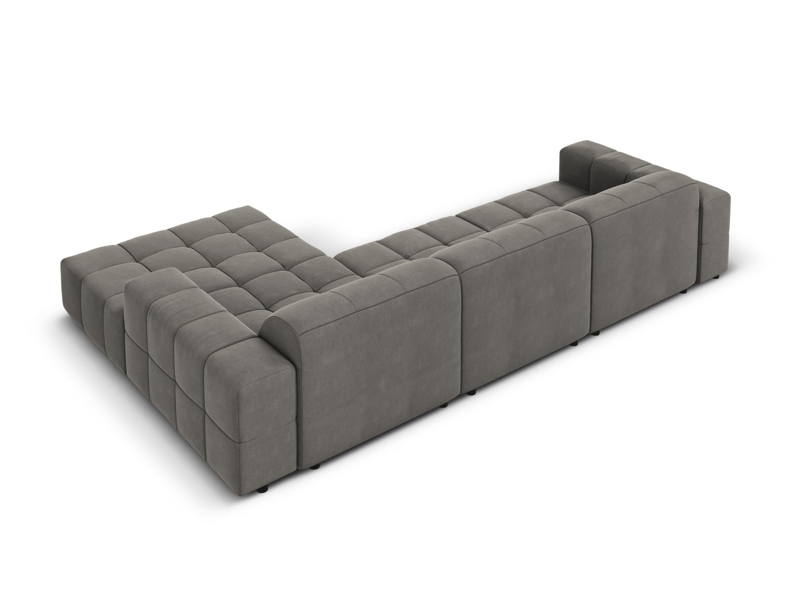 Erleben Sie das stilvolle Chicago Velour Ecksofa rechts für 4 Personen von Cosmopolitan Design – ideal für Ihr modernes Wohnzimmer und ultimativen Komfort.