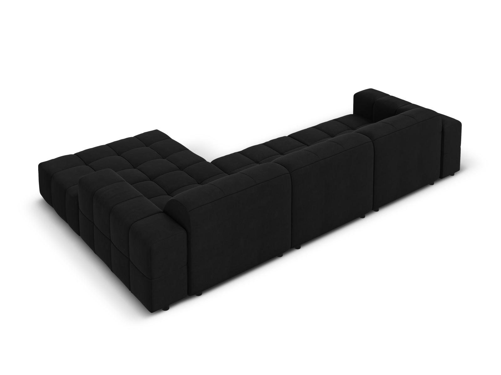 Erleben Sie das stilvolle Chicago Velour Ecksofa rechts für 4 Personen von Cosmopolitan Design – ideal für Ihr modernes Wohnzimmer und ultimativen Komfort.