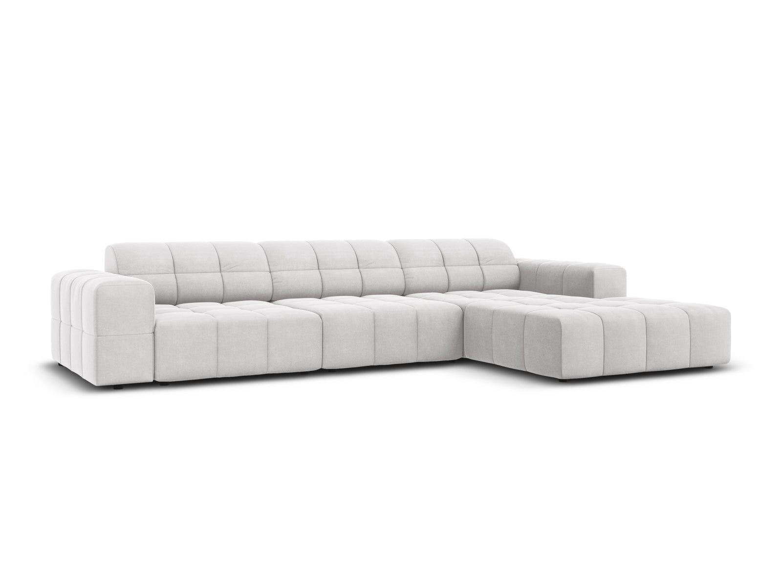 Entdecken Sie das elegante Chicago Velour Ecksofa rechts für 4 Personen von Cosmopolitan Design – perfekt für Ihr modernes Zuhause und höchsten Sitzkomfort.