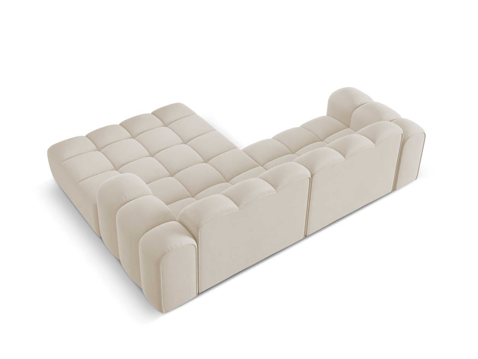 Modernes 3-Sitzer Ecksofa Treno in stilvollem Dunkelbeige, perfekt für stilvolle Wohnzimmer und entspannte Abende, erhältlich bei Cosmopolitan Design.