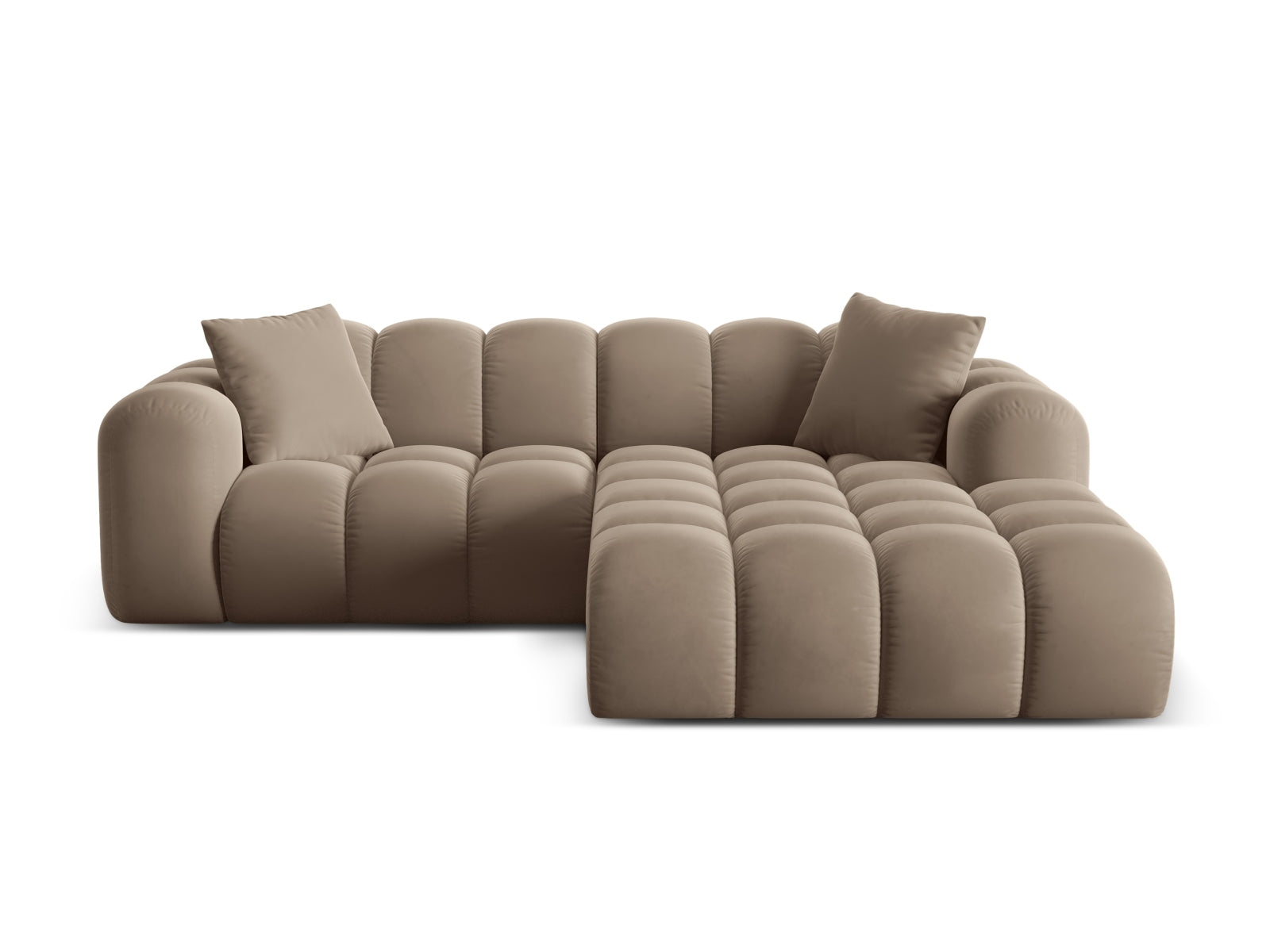 3-Sitzer Ecksofa rechts Treno in Cappuccino-Bluvel präsentiert im Onlineshop von KAQTU Design AG. Ecksofa rechts ist von Cosmopolitan Design