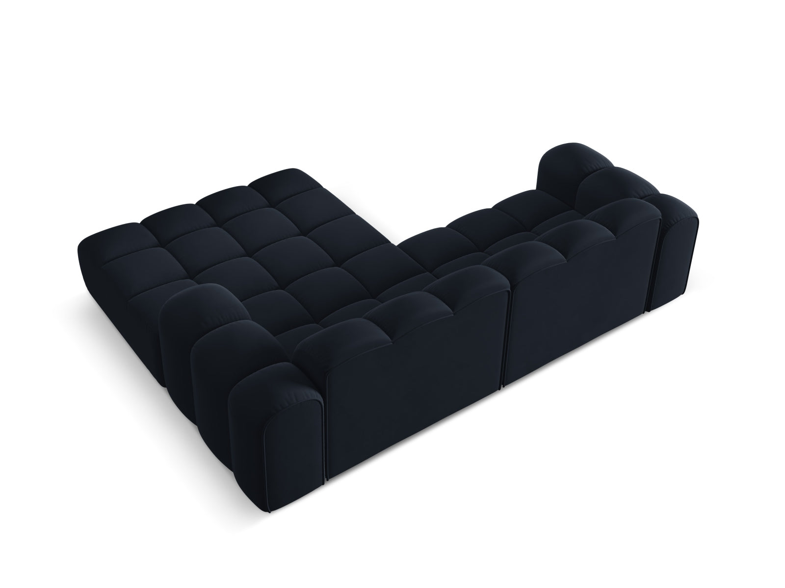Modernes 3-Sitzer Ecksofa Treno in edlem Blau, perfekt für gemütliche Abende und stilvolle Einrichtungsideen.