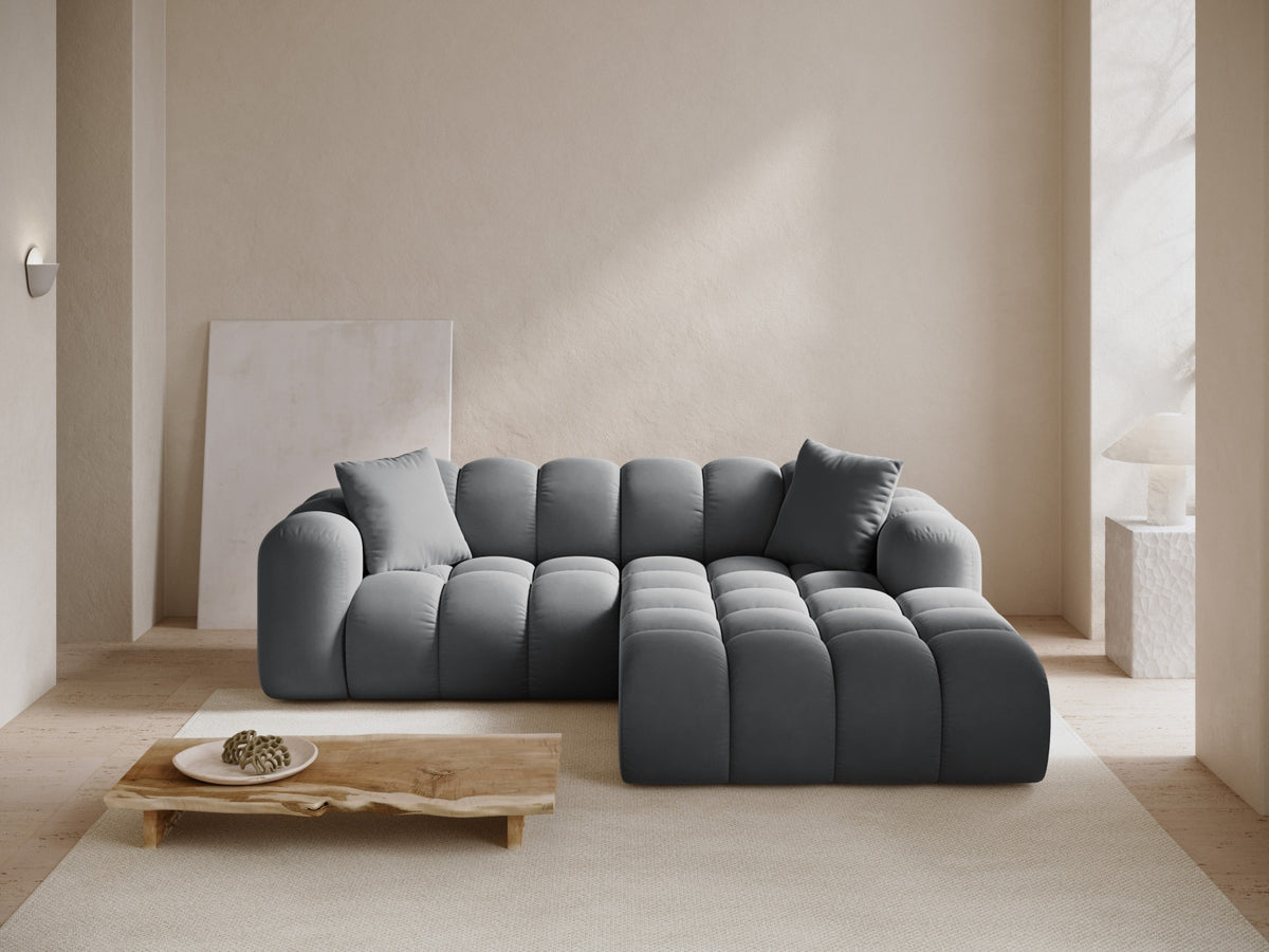 3-Sitzer Ecksofa rechts Treno in Grey-Bluvel präsentiert im Onlineshop von KAQTU Design AG. Ecksofa rechts ist von Cosmopolitan Design