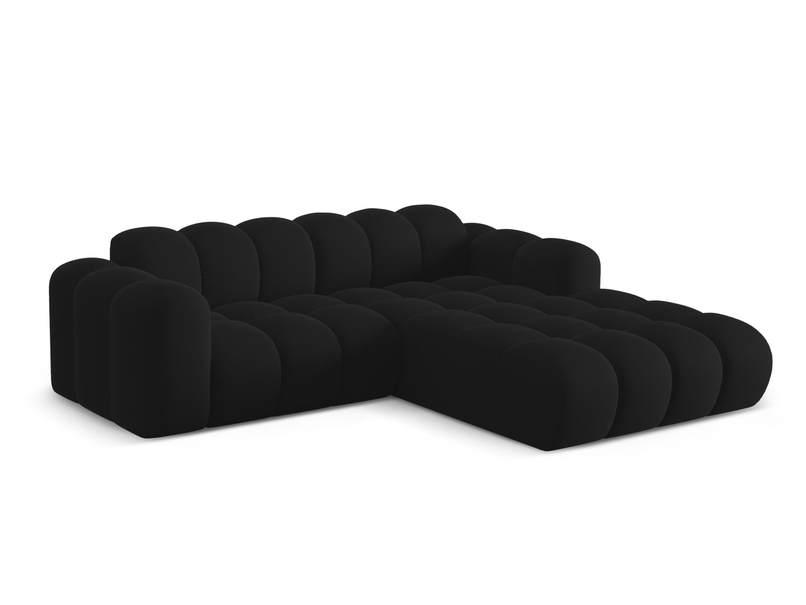 Elegantes 3-Sitzer Ecksofa Treno in stilvollem Black-Bluvel, ideal für moderne Wohnräume, präsentiert von Cosmopolitan Design.