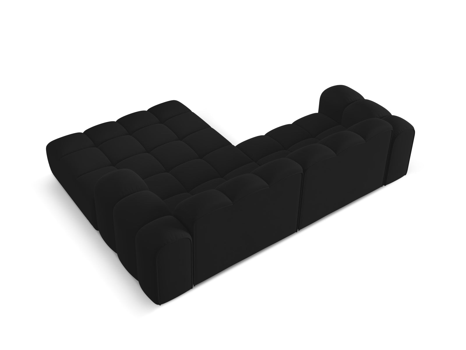 Stylisches 3-Sitzer Ecksofa Treno in edlem Black-Bluvel, perfekt für stilvolle und einladende Wohnbereiche von Cosmopolitan Design.