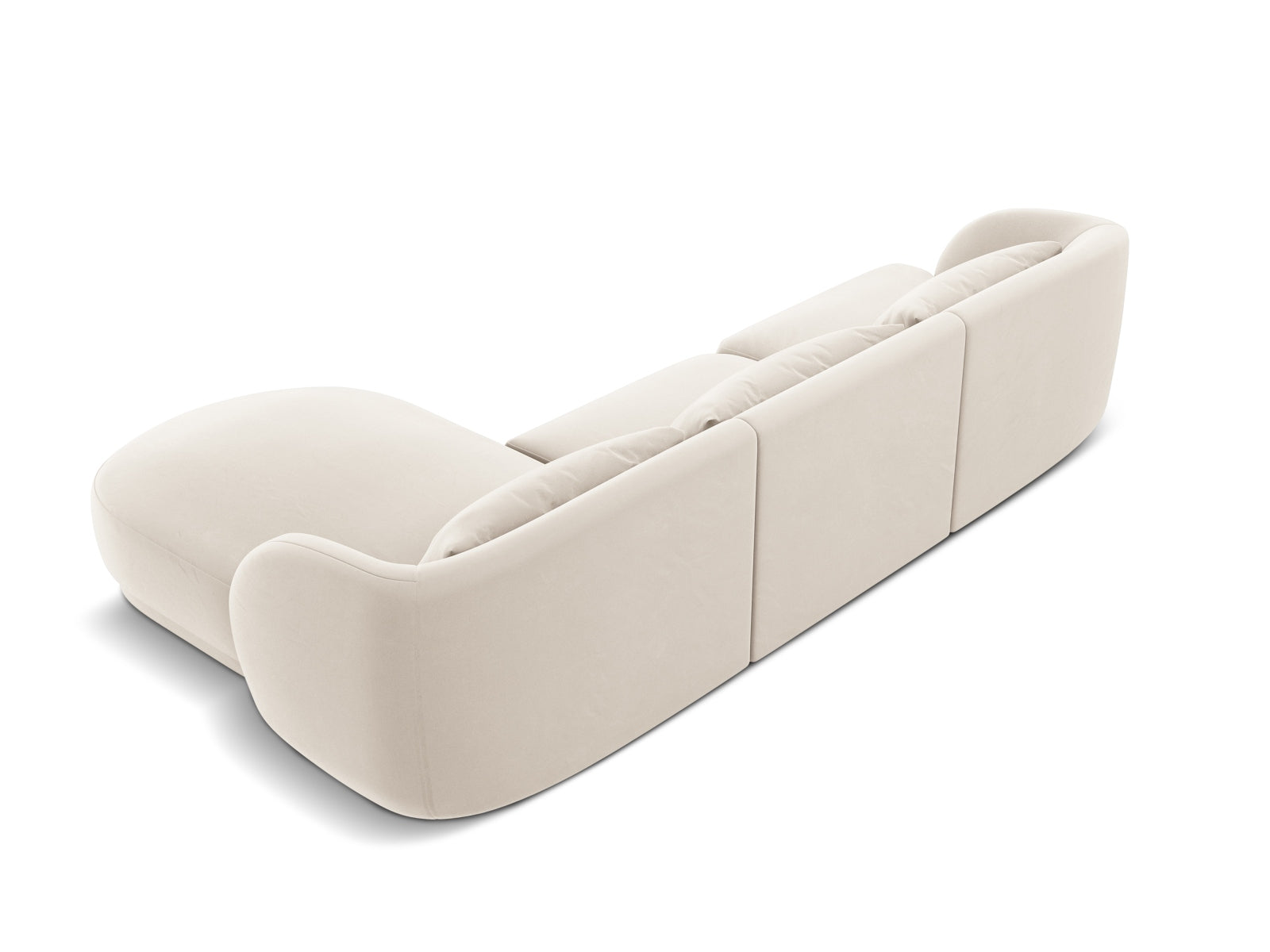 Entdecken Sie das elegante Tulum Velour Ecksofa rechts (156cm) von Cosmopolitan Design – ideal für Ihr modernes 4-Sitzer-Wohnzimmer und stilvolle Akzente.