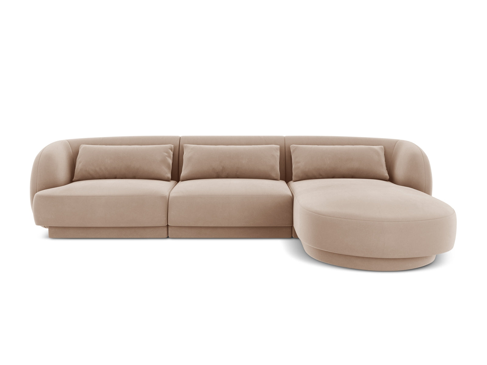 Tulum Velour Ecksofa rechts 4 Sitzer 156cm in Beige präsentiert im Onlineshop von KAQTU Design AG. Ecksofa rechts ist von Cosmopolitan Design