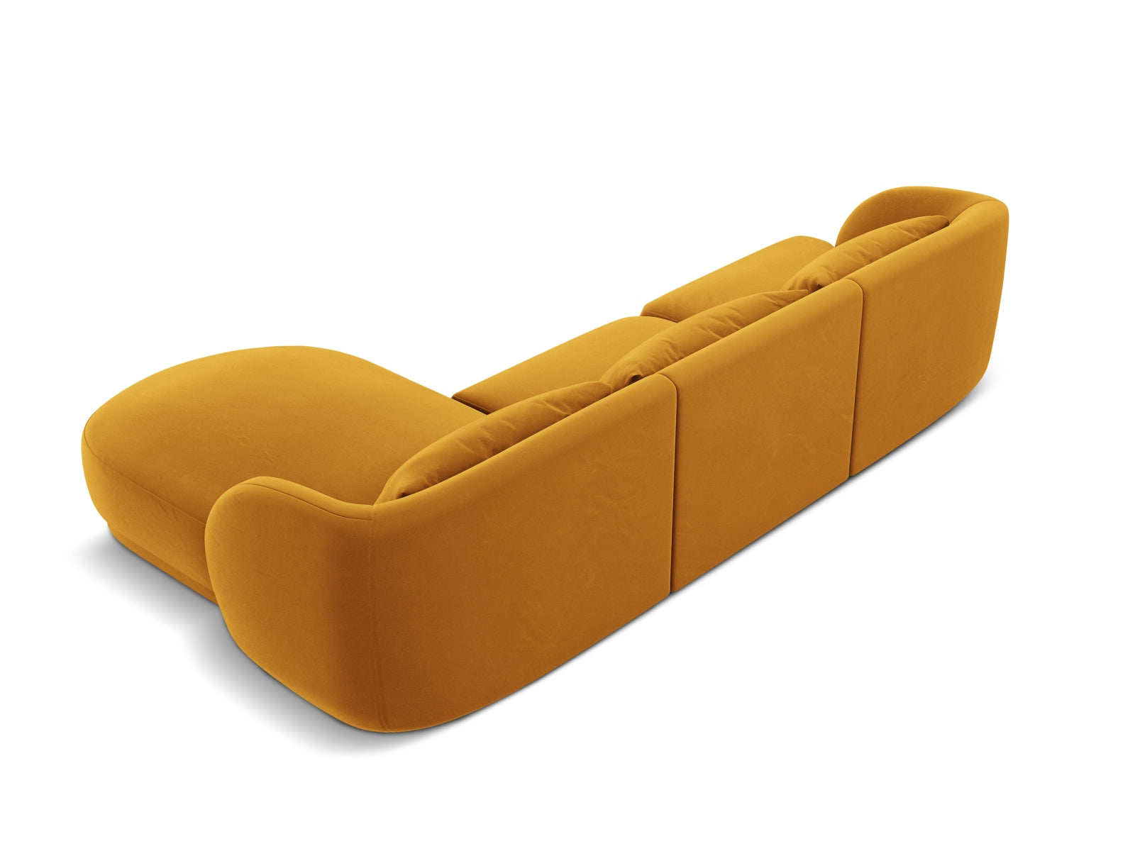 Entdecken Sie das elegante Tulum Velour Ecksofa rechts (156cm) von Cosmopolitan Design – ideal für Ihr modernes 4-Sitzer-Wohnzimmer und stilvolle Akzente.