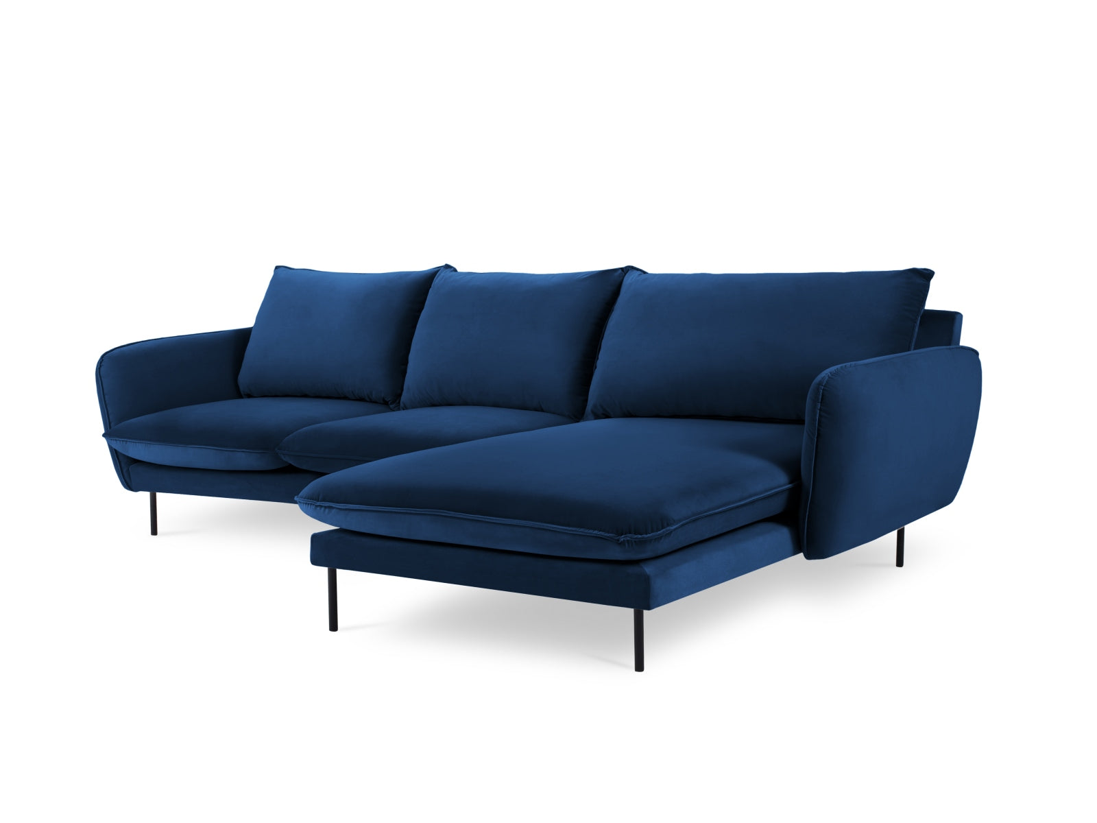 Vienna Velour Ecksofa rechts 5 Sitzer 170cm in Royal Blue/Schwarz-Bluvel präsentiert im Onlineshop von KAQTU Design AG. Ecksofa rechts ist von Cosmopolitan Design