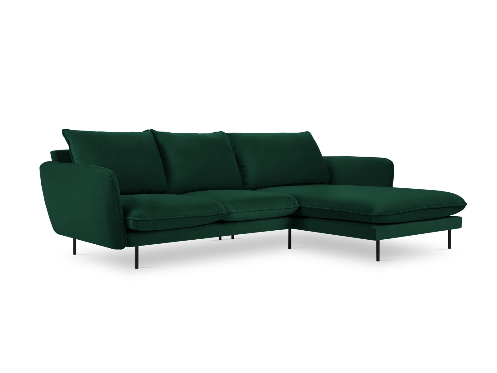 Vienna Velour Ecksofa rechts 5 Sitzer 170cm in Bottle Green/Schwarz-Bluvel präsentiert im Onlineshop von KAQTU Design AG. Ecksofa rechts ist von Cosmopolitan Design