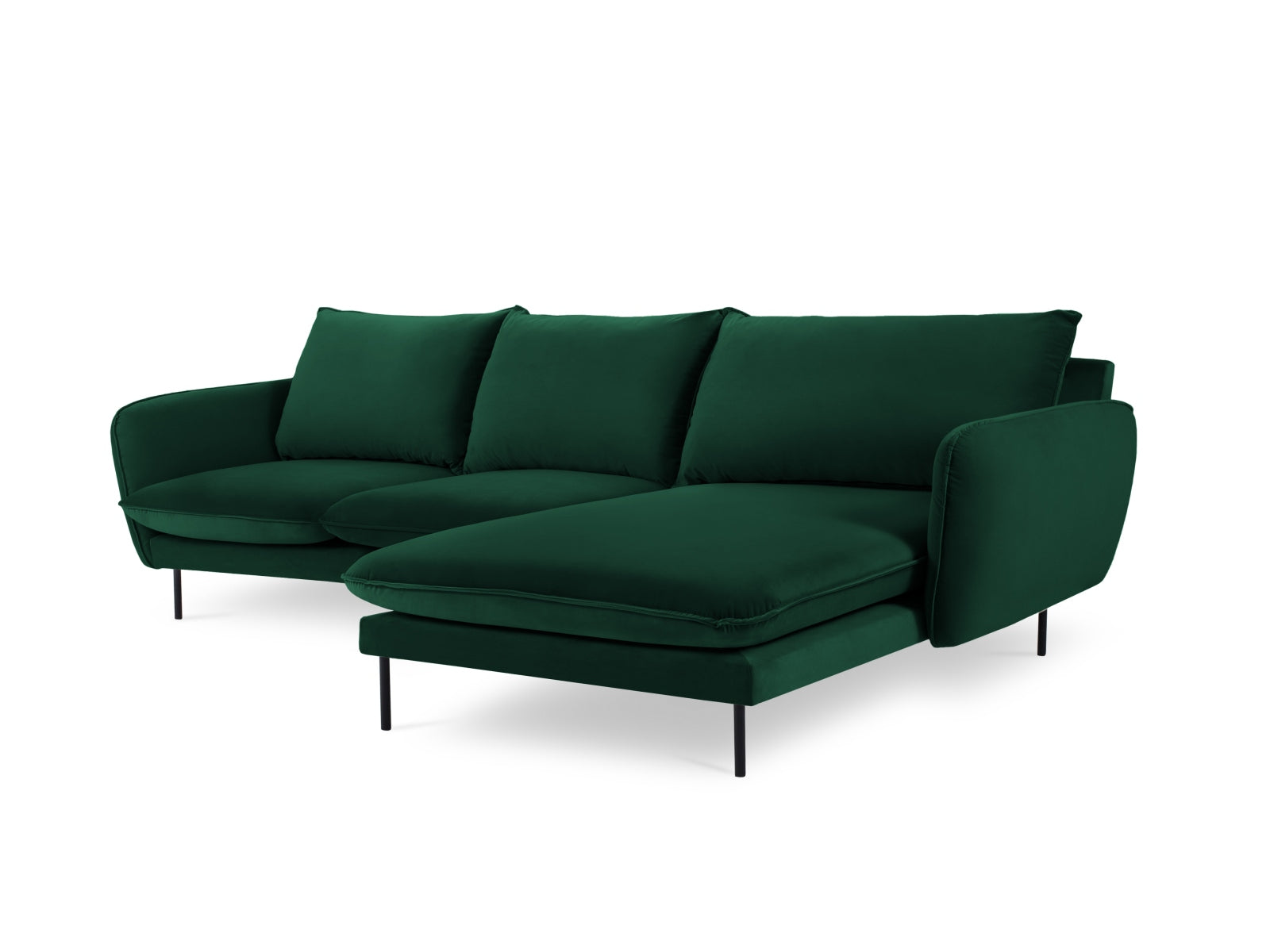 Vienna Velour Ecksofa rechts 5 Sitzer 170cm in Bottle Green/Schwarz-Bluvel präsentiert im Onlineshop von KAQTU Design AG. Ecksofa rechts ist von Cosmopolitan Design