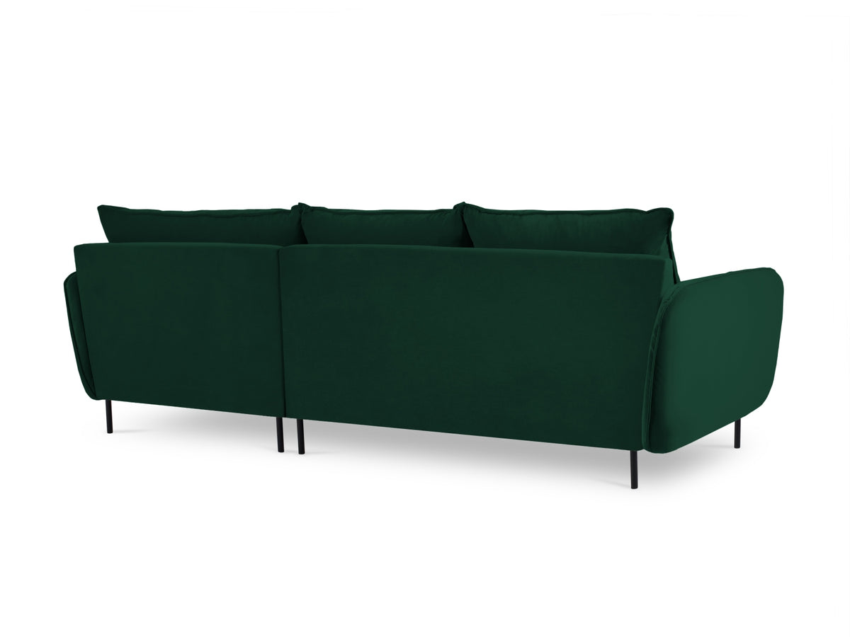 Vienna Velour Ecksofa rechts 5 Sitzer 170cm in Bottle Green/Schwarz-Bluvel präsentiert im Onlineshop von KAQTU Design AG. Ecksofa rechts ist von Cosmopolitan Design