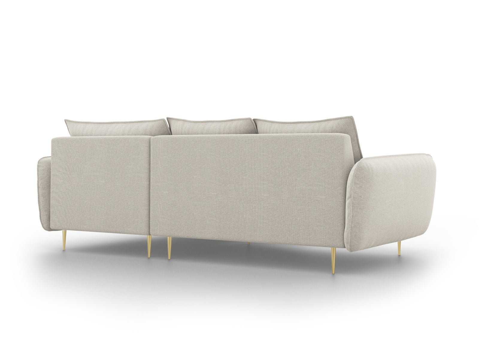 Elegantes 5-Sitzer Ecksofa "Vienna" in warmen Beige- und Goldnuancen, ideal für stilvolle Wohnräume von Cosmopolitan Design.