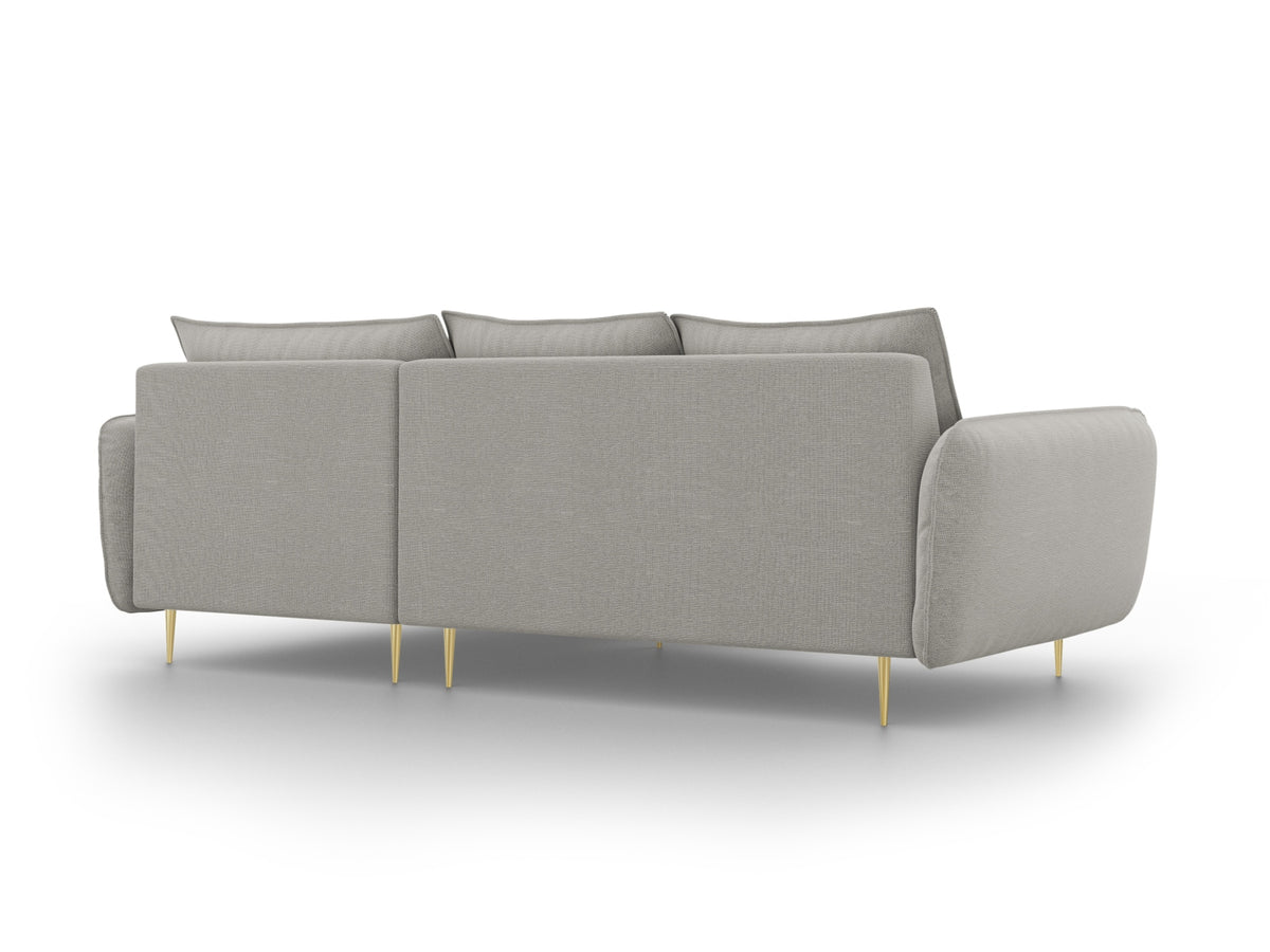 Vienna Ecksofa rechts 5 Sitzer 170cm in Light Grey/Gold-Asgard/ Positano präsentiert im Onlineshop von KAQTU Design AG. L-Sofa rechts ist von Cosmopolitan Design