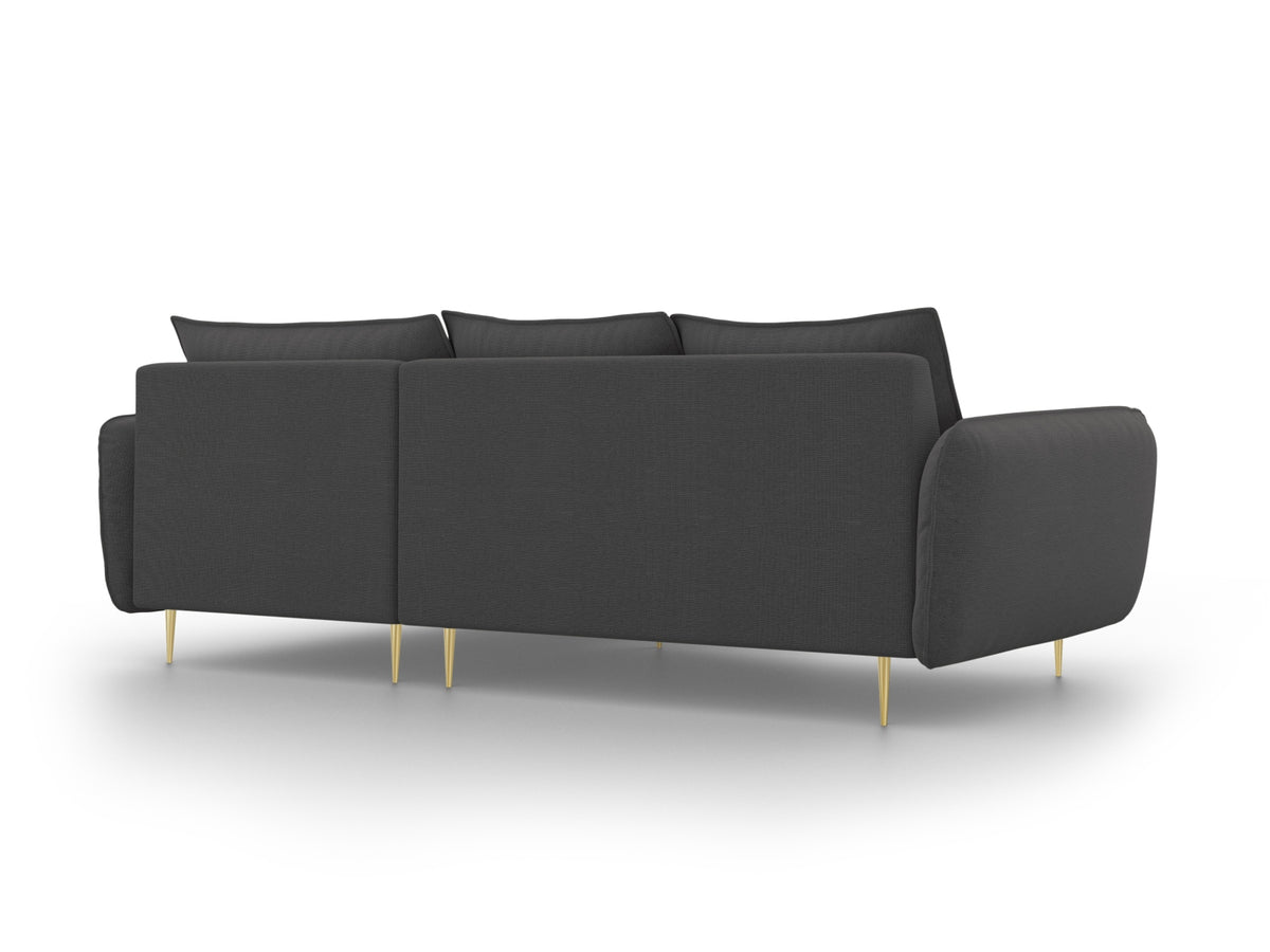 Vienna Ecksofa rechts 5 Sitzer 170cm in Dark Grey/Gold-Positano präsentiert im Onlineshop von KAQTU Design AG. L-Sofa rechts ist von Cosmopolitan Design