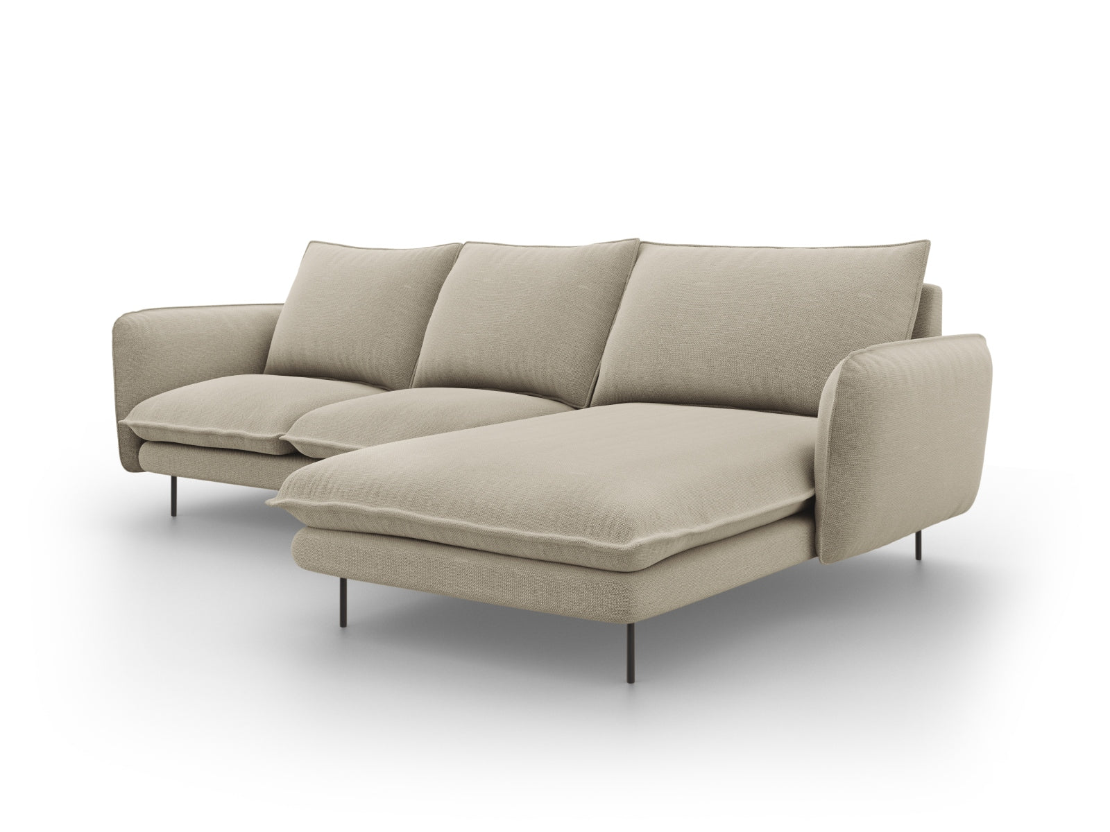 Modernes 5-Sitzer Ecksofa "Vienna" in Beige und Schwarz, ideal für gemütliche Wohnzimmer. Stilvolles Design trifft auf hohen Sitzkomfort.