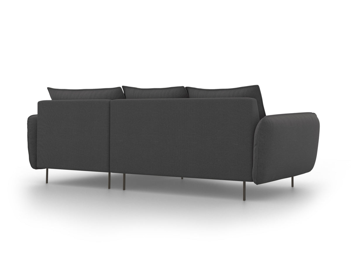 Vienna Ecksofa rechts 5 Sitzer 170cm in Dark Grey/Schwarz-Positano präsentiert im Onlineshop von KAQTU Design AG. L-Sofa rechts ist von Cosmopolitan Design