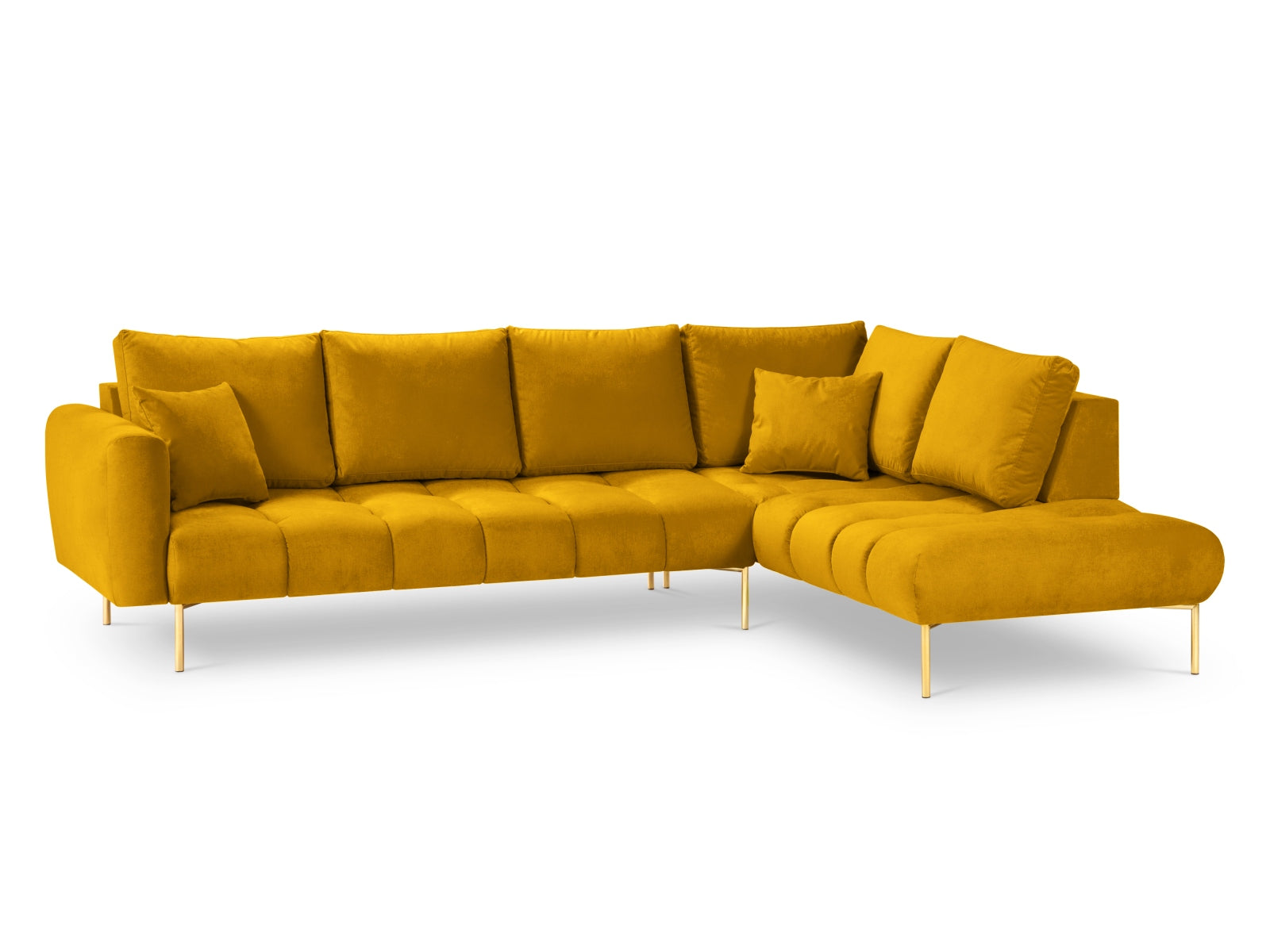 Hastings Velour Ecksofa rechts 5 Sitzer in Yellow präsentiert im Onlineshop von KAQTU Design AG. Ecksofa rechts ist von Cosmopolitan Design