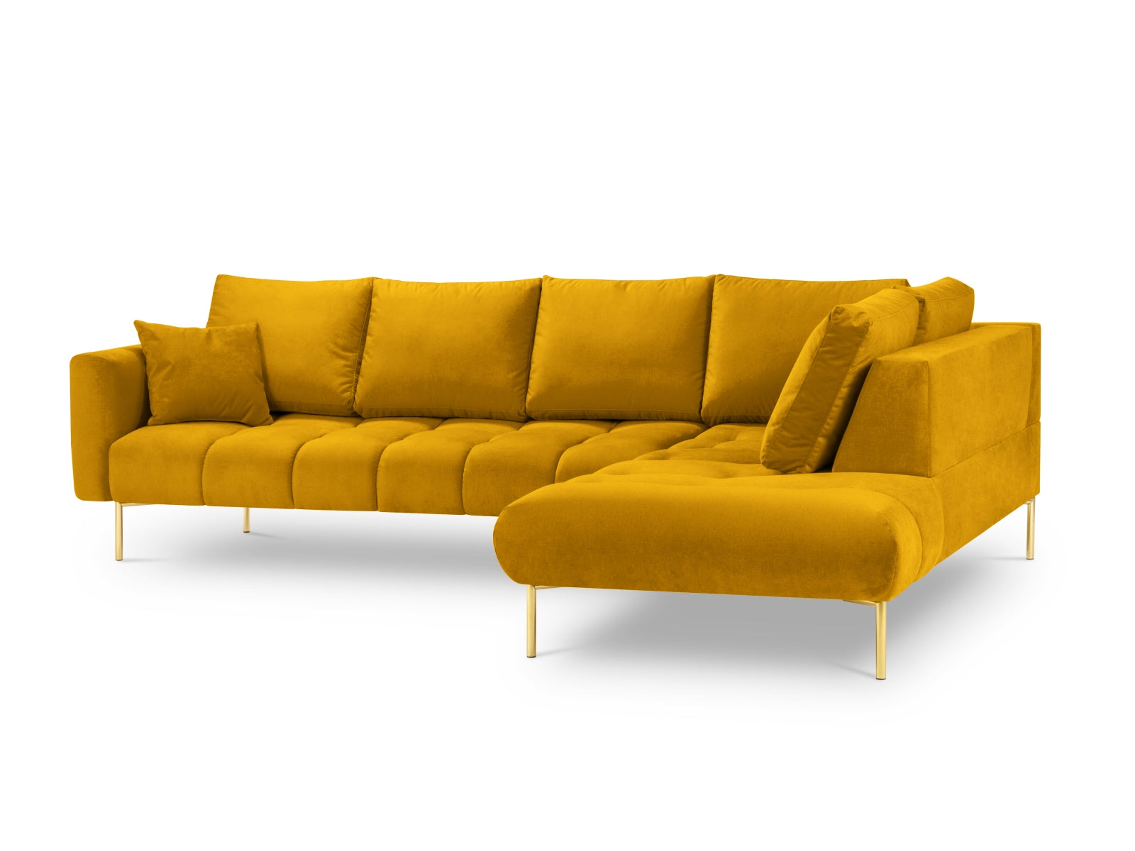 Erleben Sie das stilvolle Hastings Velour Ecksofa rechts 5 Sitzer von Cosmopolitan Design – ideal für Ihr modernes Wohnzimmer und ultimativen Komfort.