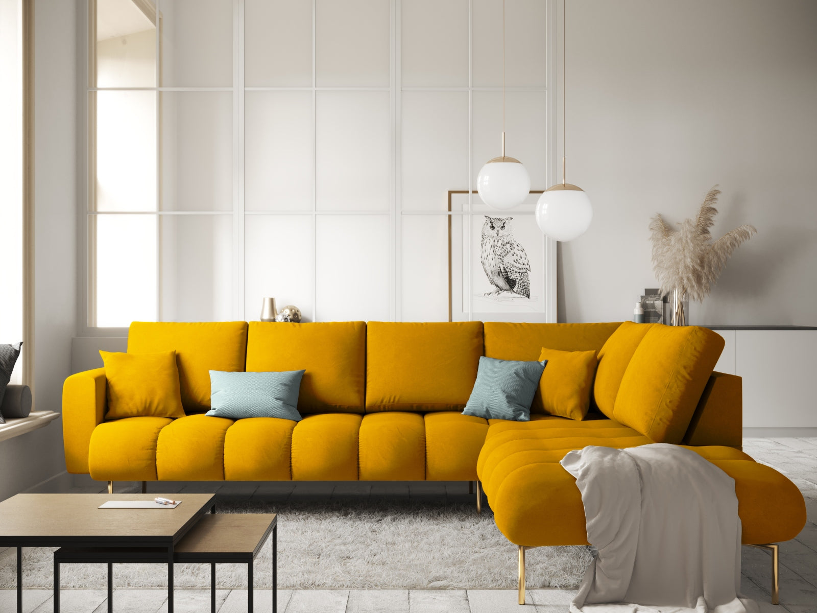 Entdecken Sie das elegante Hastings Velour Ecksofa rechts 5 Sitzer von Cosmopolitan Design – perfekt für Ihr modernes Zuhause und höchsten Sitzkomfort.