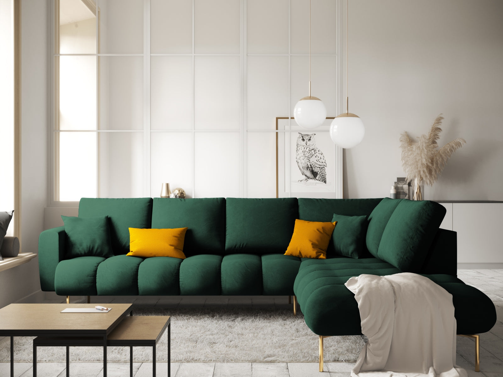 Erleben Sie das stilvolle Hastings Velour Ecksofa rechts 5 Sitzer von Cosmopolitan Design – ideal für Ihr modernes Wohnzimmer und ultimativen Komfort.