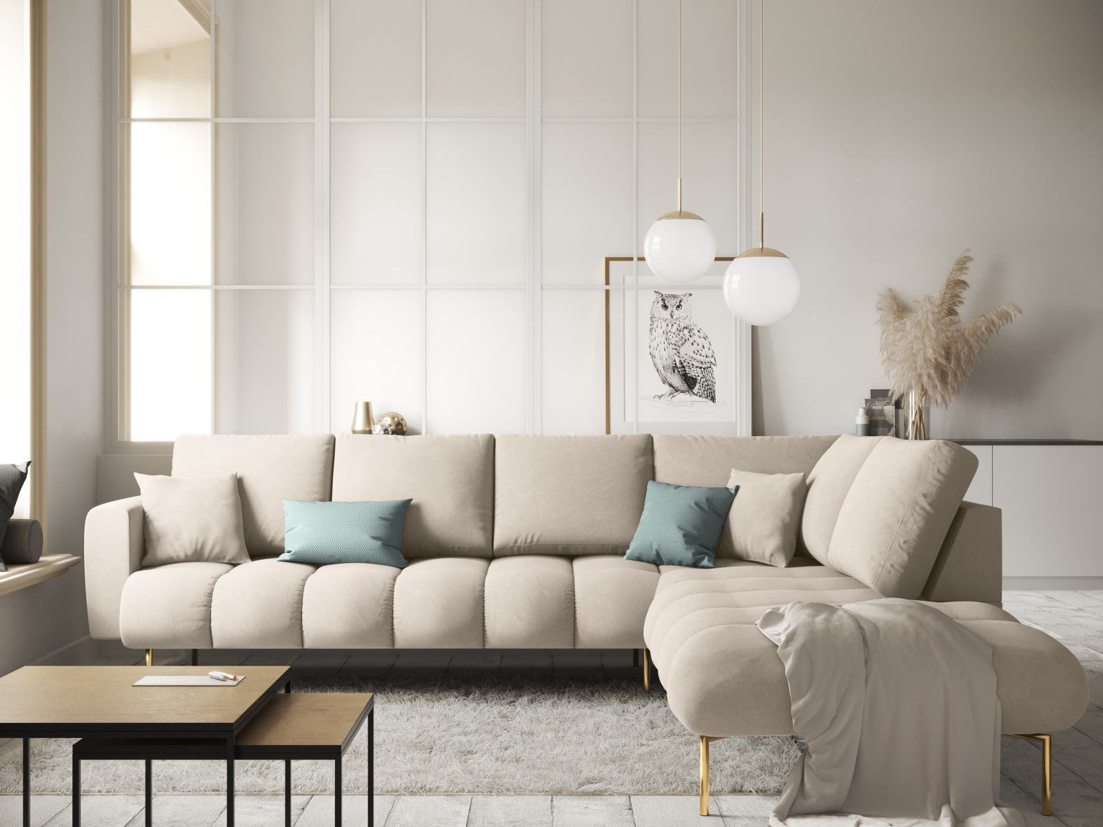 Entdecken Sie das elegante Hastings Velour Ecksofa rechts 5 Sitzer von Cosmopolitan Design – perfekt für Ihr modernes Zuhause und höchsten Sitzkomfort.