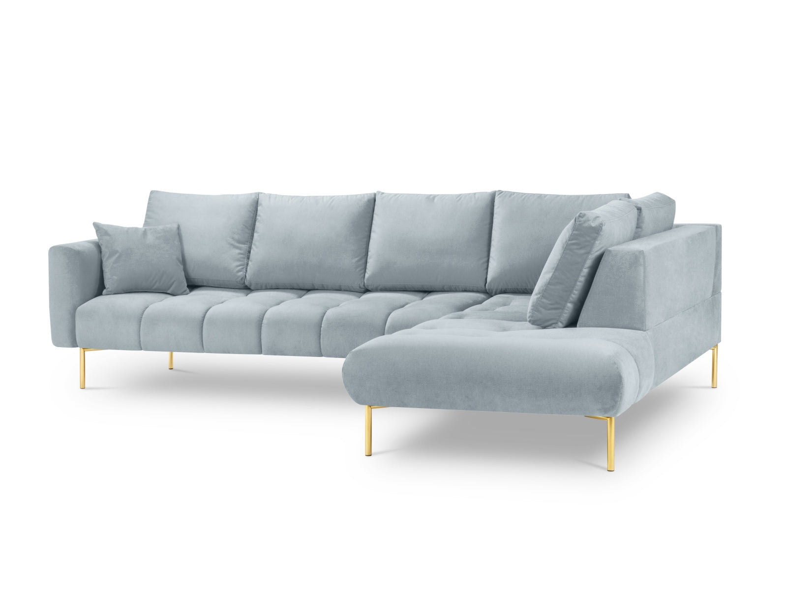 Entdecken Sie das elegante Hastings Velour Ecksofa rechts 5 Sitzer von Cosmopolitan Design – perfekt für Ihr modernes Zuhause und höchsten Sitzkomfort.