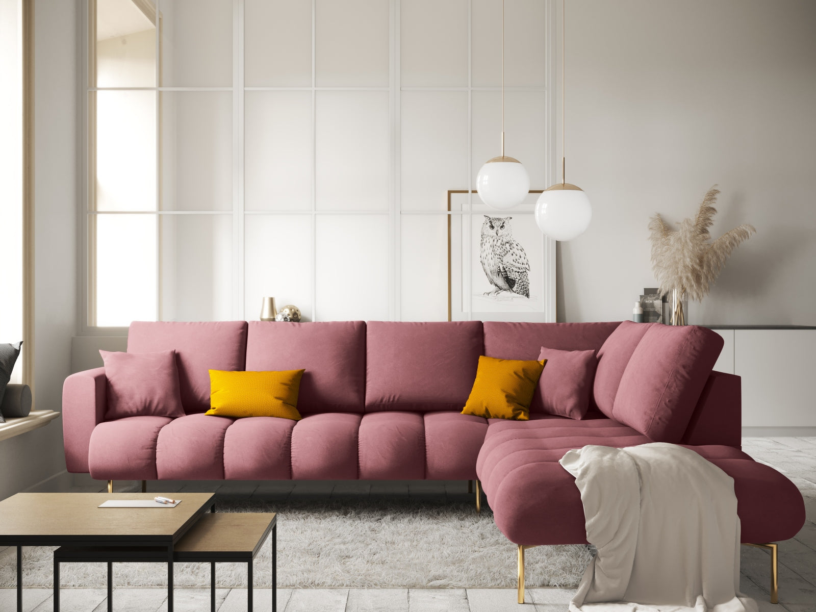 Entdecken Sie das elegante Hastings Velour Ecksofa rechts 5 Sitzer von Cosmopolitan Design – perfekt für Ihr modernes Zuhause und höchsten Sitzkomfort.