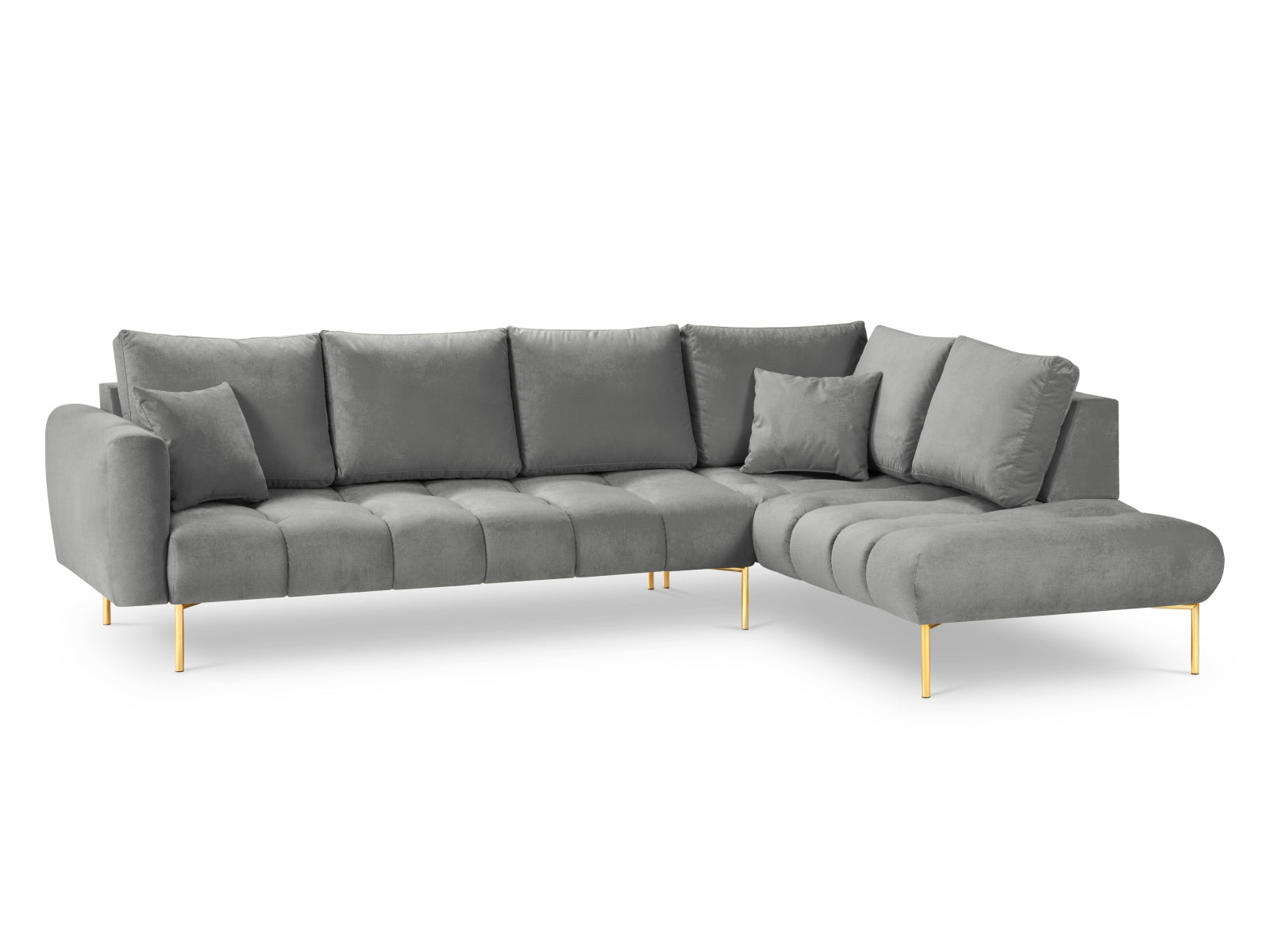Hastings Velour Ecksofa rechts 5 Sitzer in Grey präsentiert im Onlineshop von KAQTU Design AG. Ecksofa rechts ist von Cosmopolitan Design