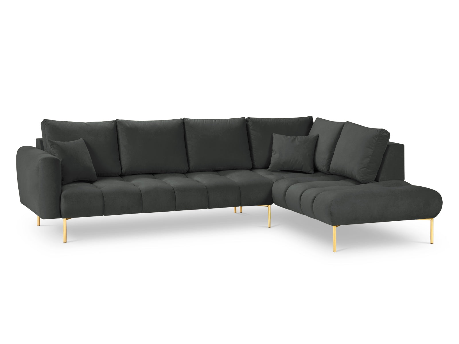 Hastings Velour Ecksofa rechts 5 Sitzer in Dark Grey präsentiert im Onlineshop von KAQTU Design AG. Ecksofa rechts ist von Cosmopolitan Design