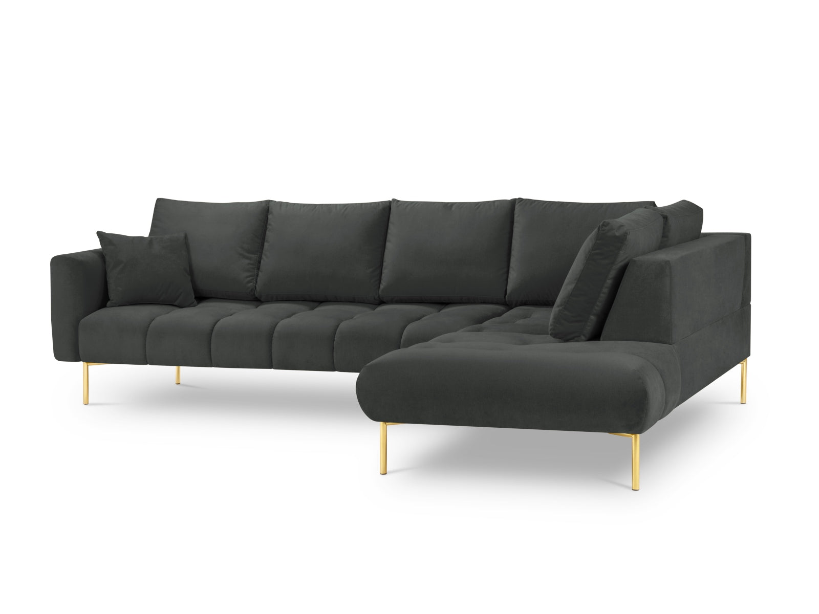 Erleben Sie das stilvolle Hastings Velour Ecksofa rechts 5 Sitzer von Cosmopolitan Design – ideal für Ihr modernes Wohnzimmer und ultimativen Komfort.