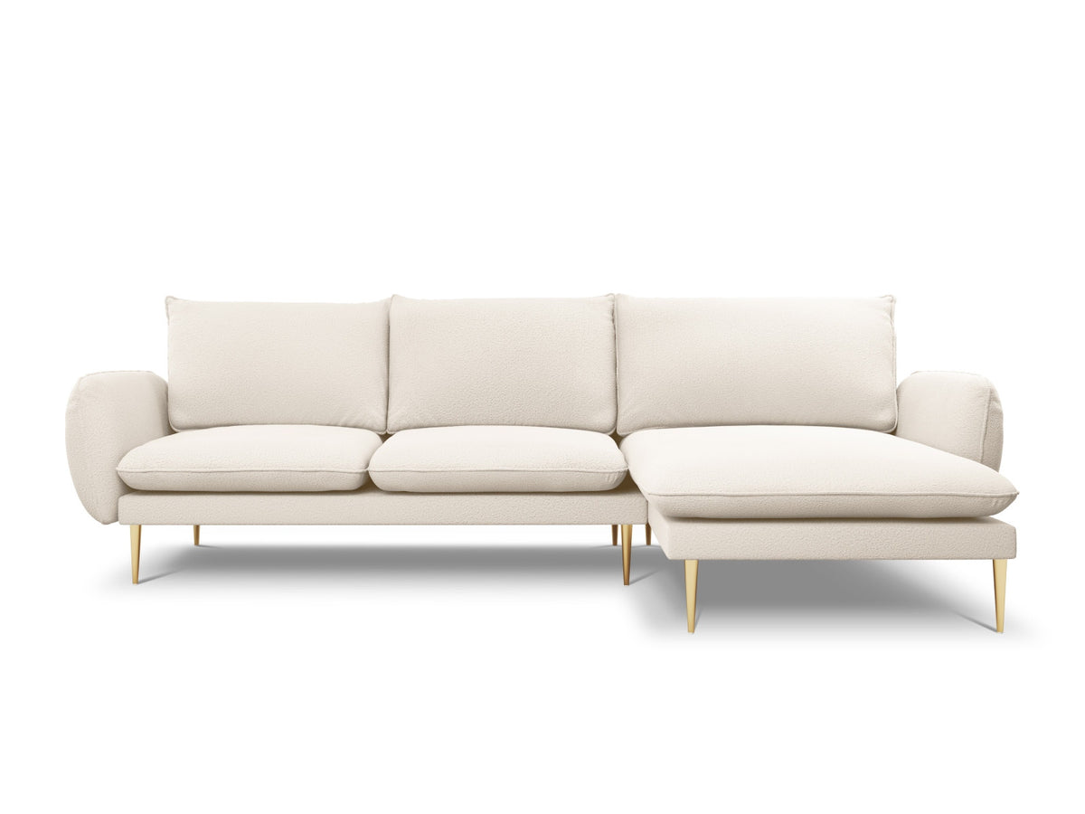 Vienna Boucle Ecksofa rechts 5 Sitzer 170cm in Beige/Gold-Ascot präsentiert im Onlineshop von KAQTU Design AG. L-Sofa rechts ist von Cosmopolitan Design