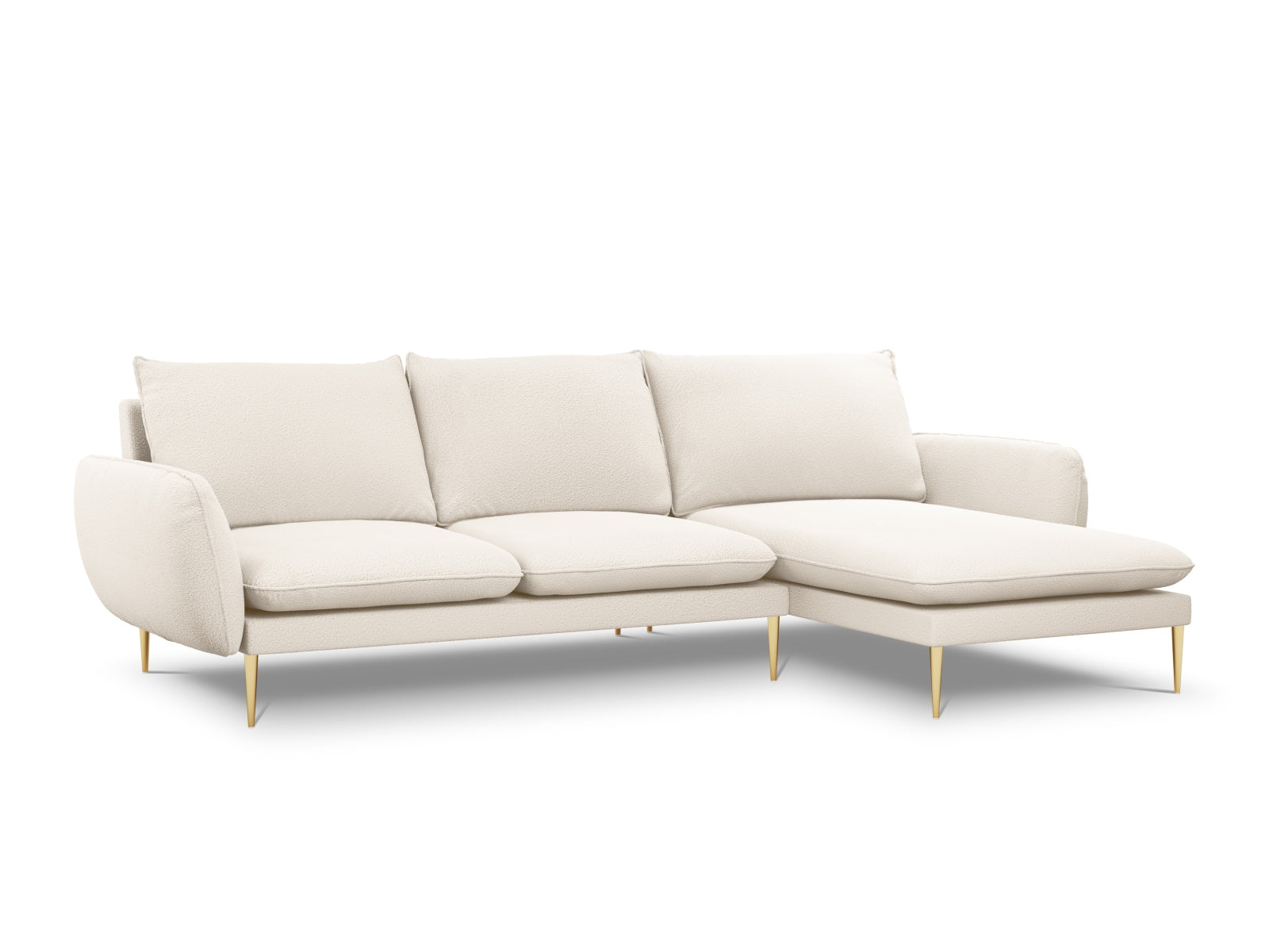 Vienna Boucle Ecksofa rechts 5 Sitzer 170cm in Beige/Gold-Ascot präsentiert im Onlineshop von KAQTU Design AG. L-Sofa rechts ist von Cosmopolitan Design