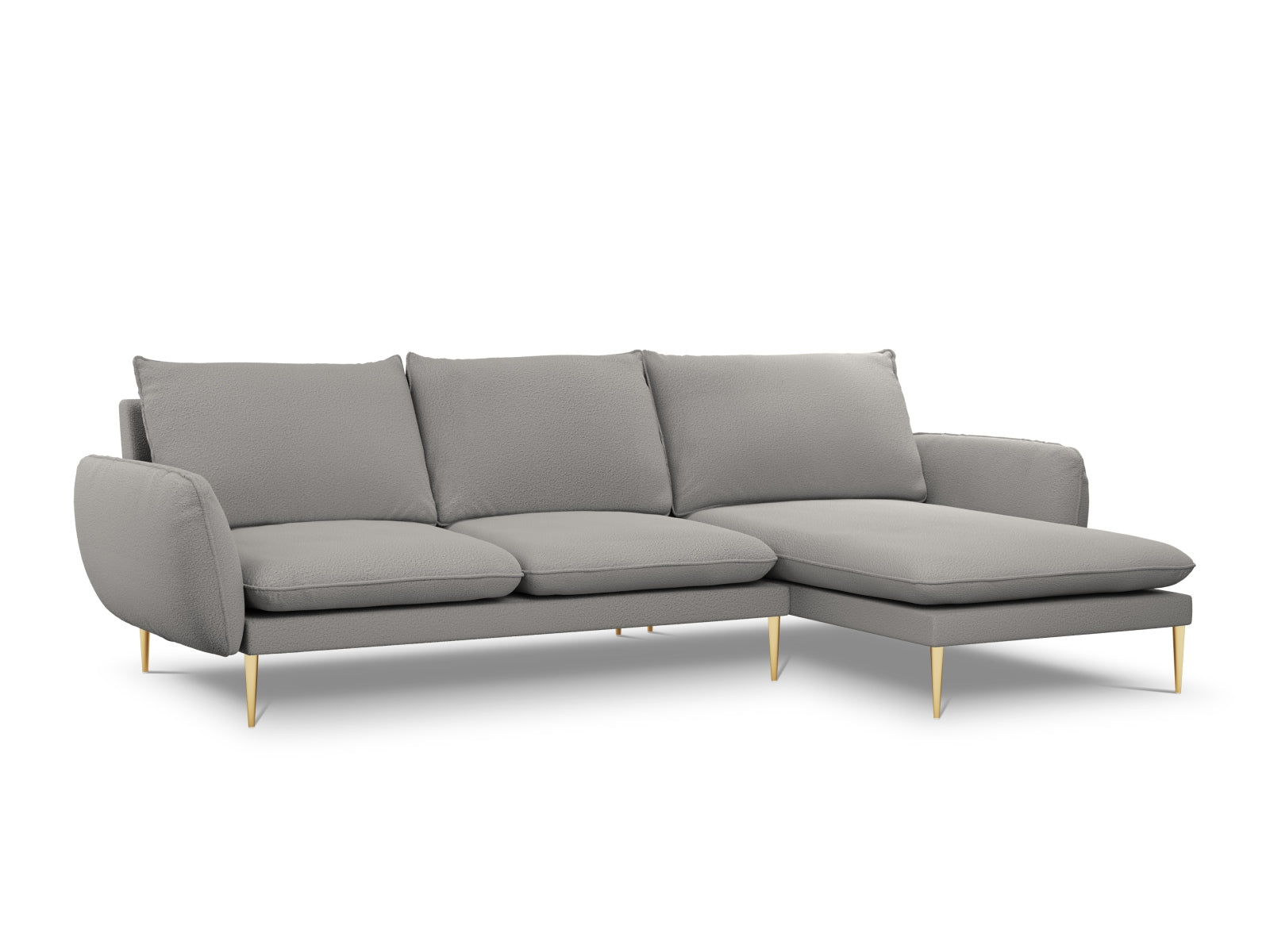Vienna Boucle Ecksofa rechts 5 Sitzer 170cm in Grey/Gold-Ascot präsentiert im Onlineshop von KAQTU Design AG. L-Sofa rechts ist von Cosmopolitan Design