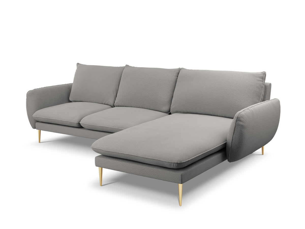 Vienna Boucle Ecksofa rechts 5 Sitzer 170cm in Grey/Gold-Ascot präsentiert im Onlineshop von KAQTU Design AG. L-Sofa rechts ist von Cosmopolitan Design
