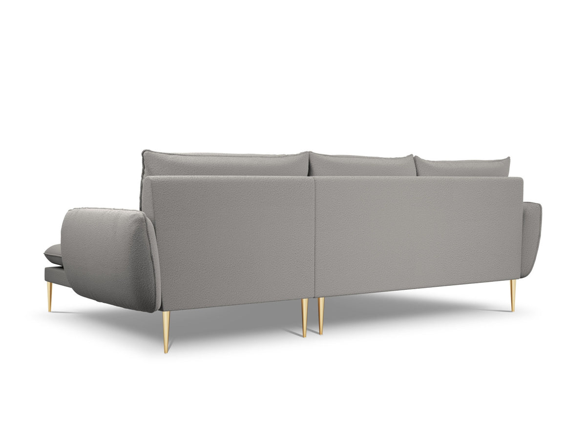 Vienna Boucle Ecksofa rechts 5 Sitzer 170cm in Grey/Gold-Ascot präsentiert im Onlineshop von KAQTU Design AG. L-Sofa rechts ist von Cosmopolitan Design