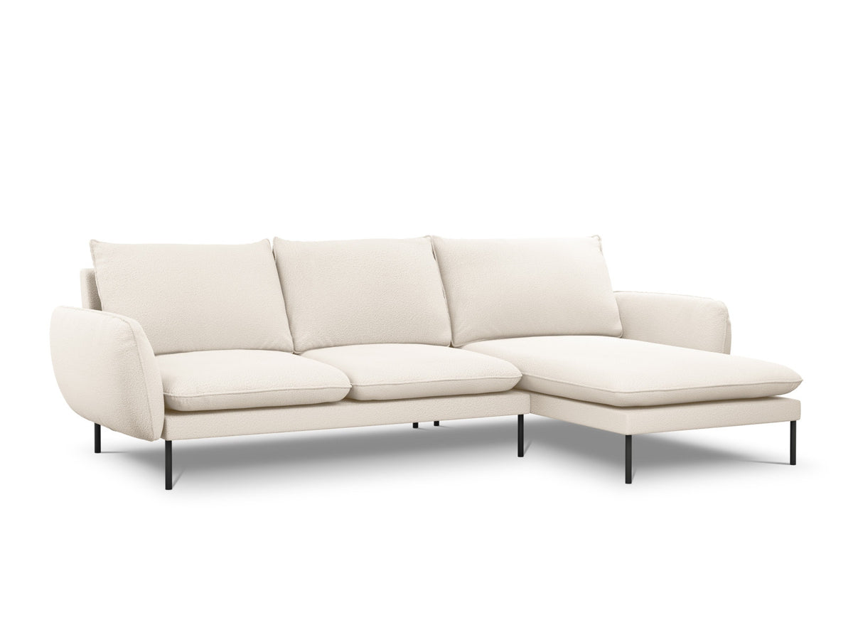 Vienna Boucle Ecksofa rechts 5 Sitzer 170cm in Beige/Schwarz-Ascot präsentiert im Onlineshop von KAQTU Design AG. L-Sofa rechts ist von Cosmopolitan Design