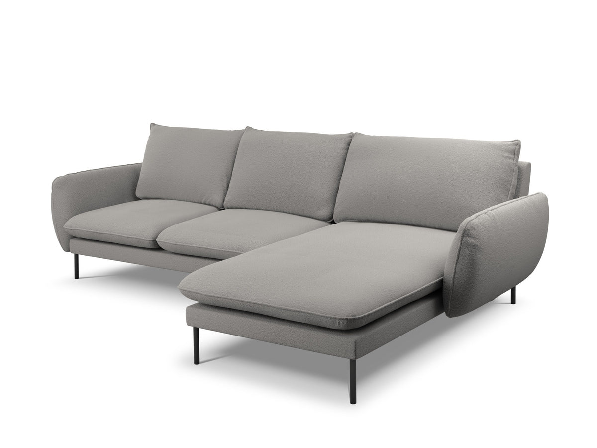 Vienna Boucle Ecksofa rechts 5 Sitzer 170cm in Grey/Schwarz-Ascot präsentiert im Onlineshop von KAQTU Design AG. L-Sofa rechts ist von Cosmopolitan Design